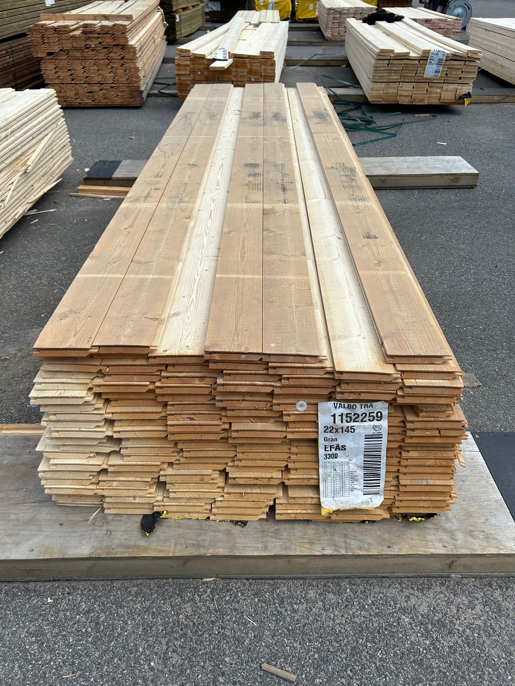 Paket Ytterpanel Enkelfas Ändspont 22x145mm 3.30m 138st