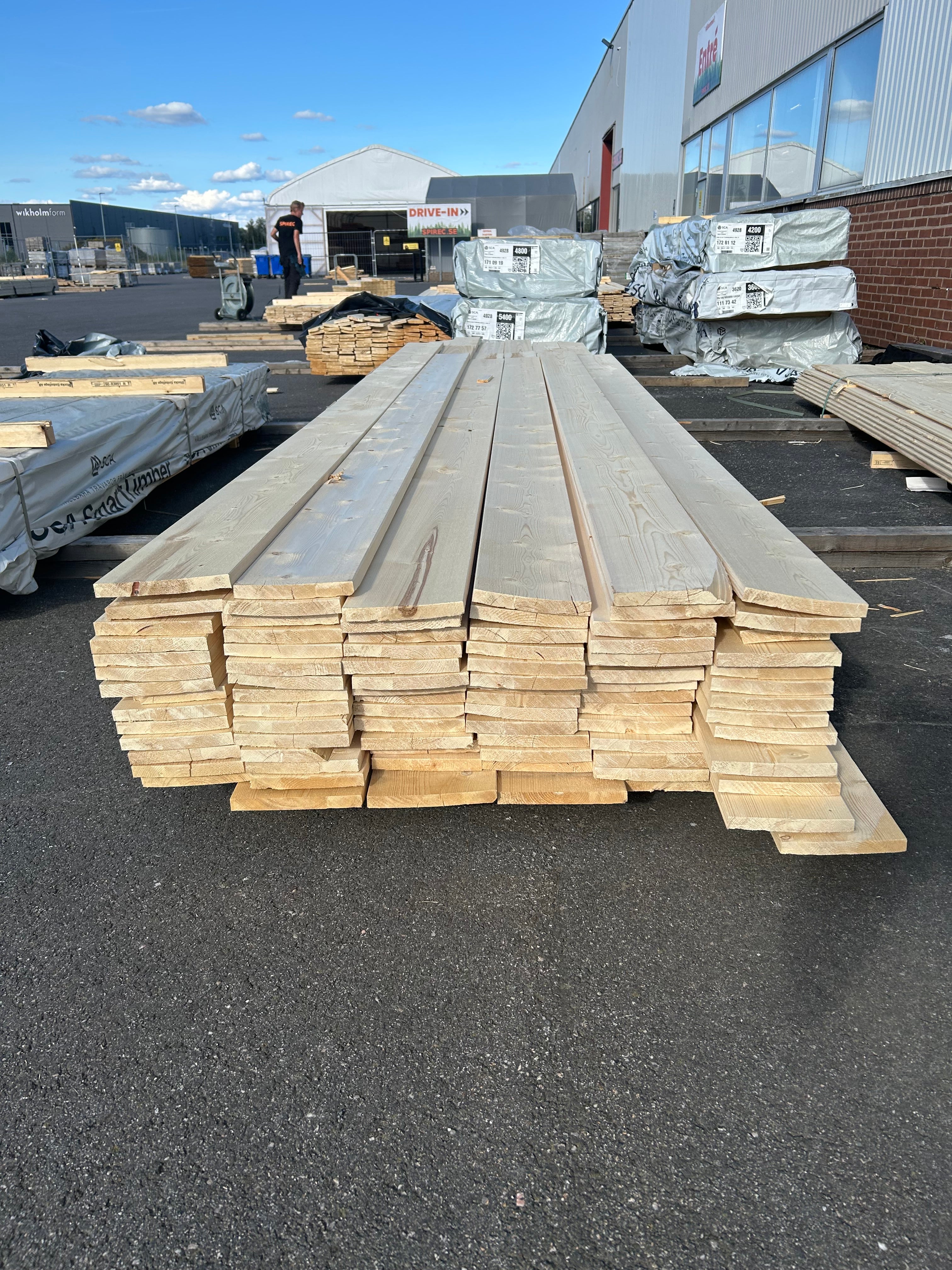 Paket Finsågad Panel 22x170mm 82st 3.60–5.40m – Andra sortering