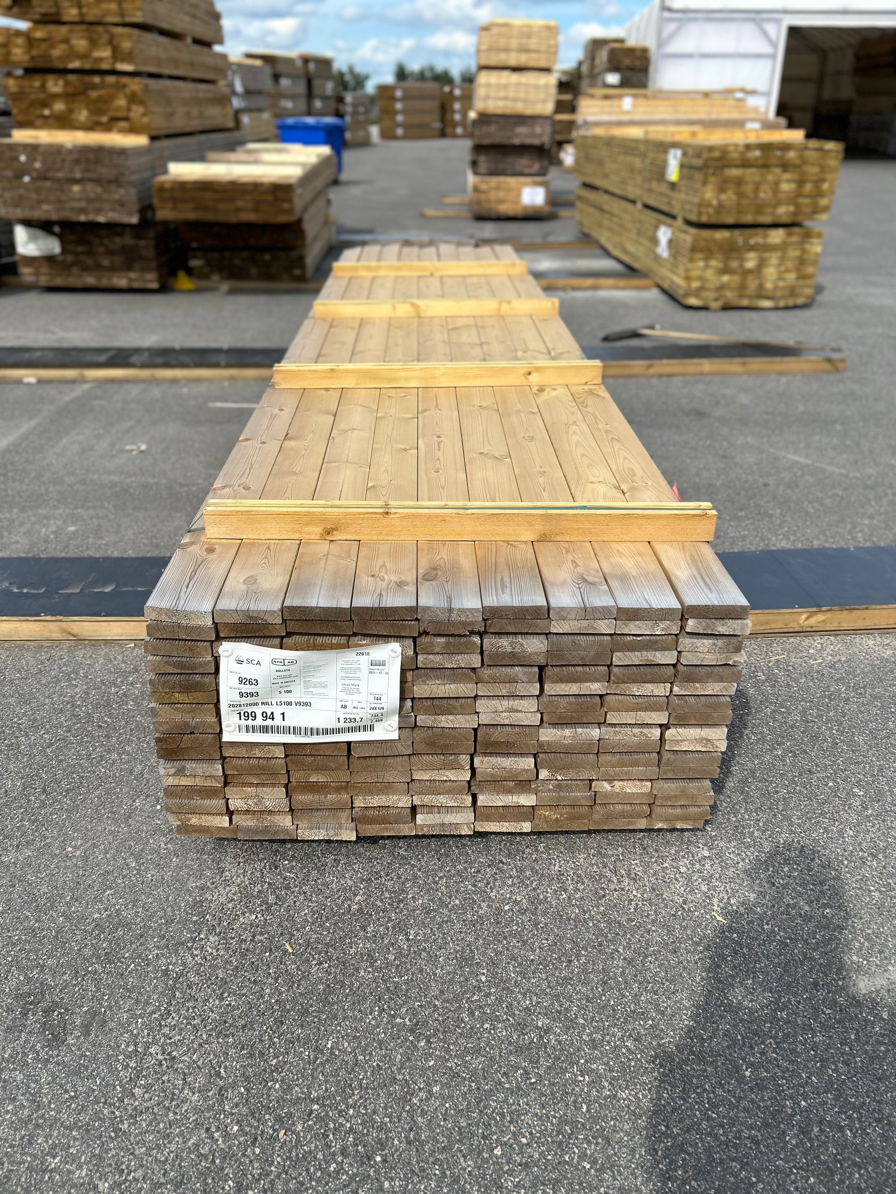 Paket Tryckimpregnerad Rillad Trall 28x120mm 5,10m 144st Väderbitet