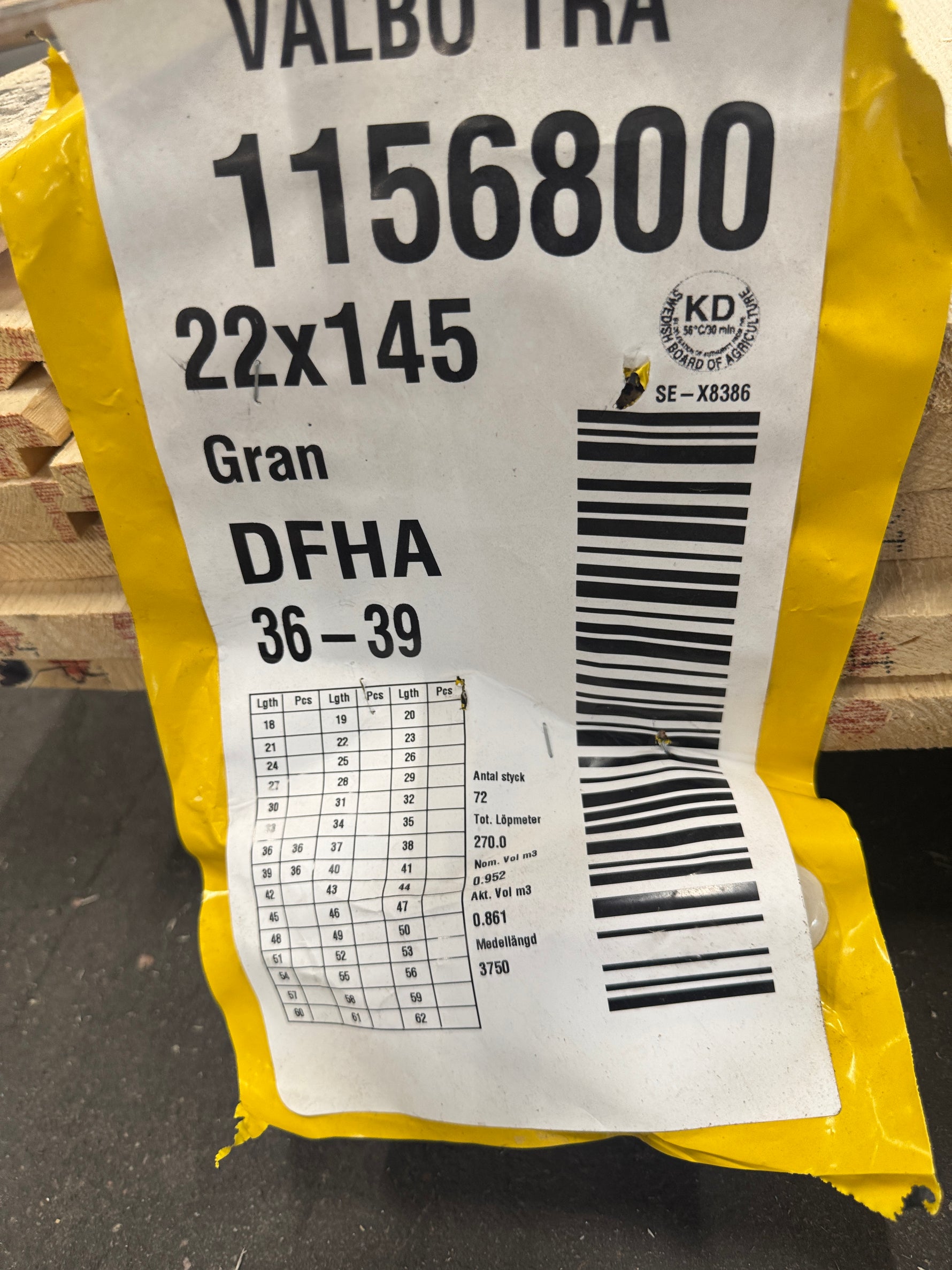 Paket Ytterpanel Dubbelfas Fals 22x145mm 3,60–3,90m – 43 st