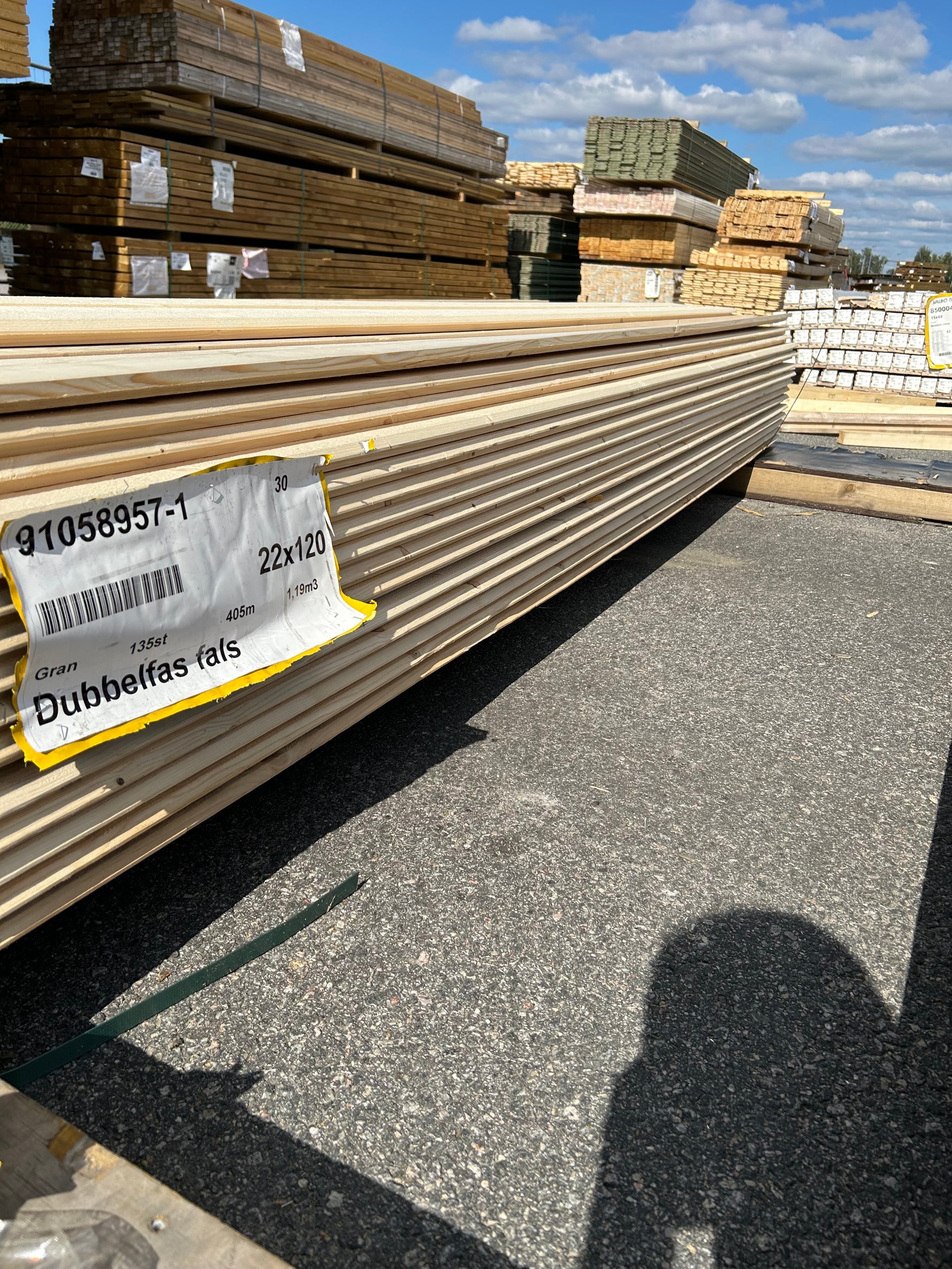 Paket Ytterpanel Dubbelfas Fals 22×120 mm 3,00 m 135 st Obehandlad