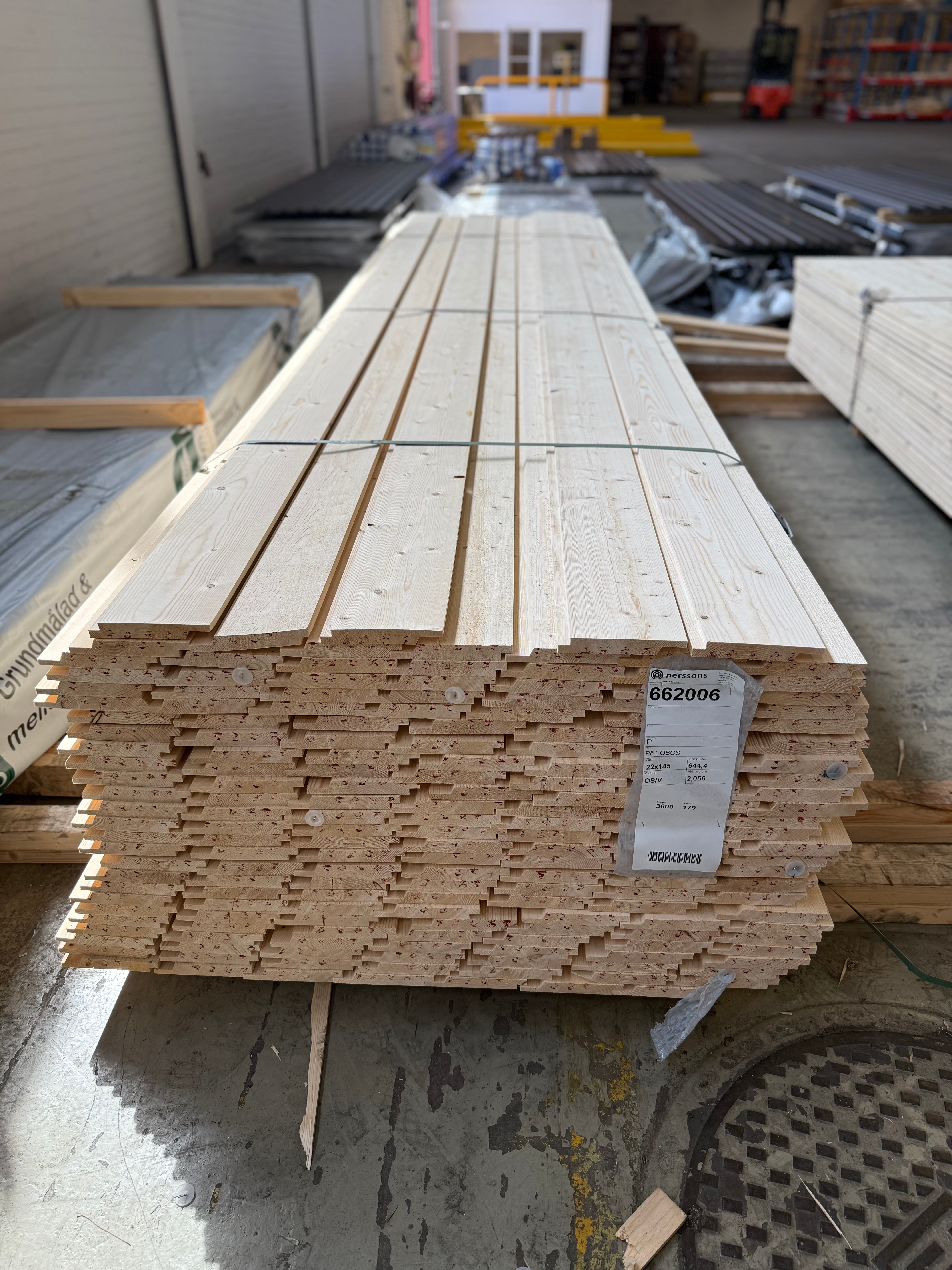 Paket Ytterpanel 22x145 mm – 3,60 m – 175 st – Obehandlad
