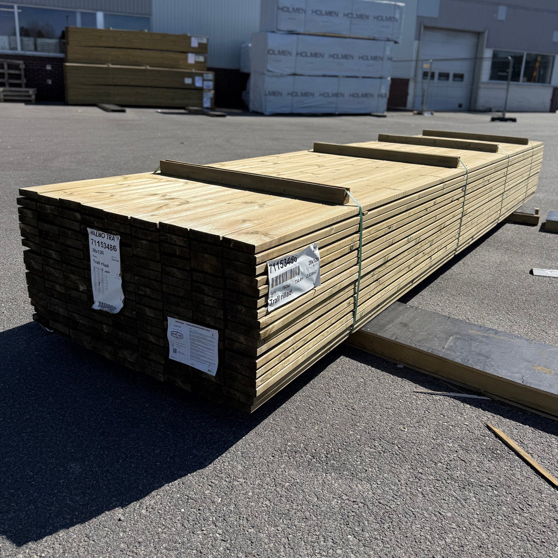 Paket Tryckimpregnerad Rillad Trall 28x120mm, 153st 4,80m
