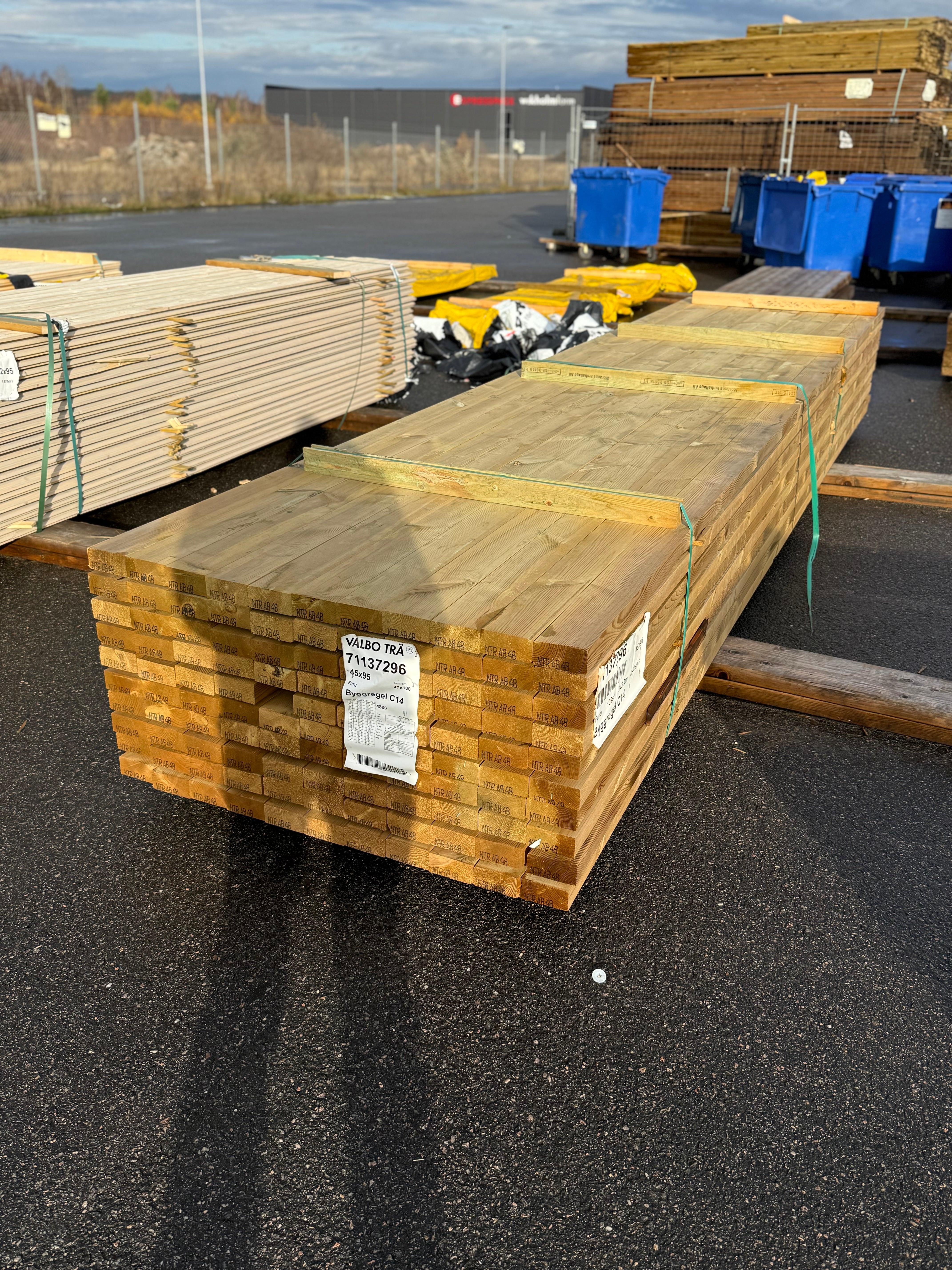 Paket Tryckimpregnerade Reglar 45x95mm – 110 st (4,80 m, Furu C14)