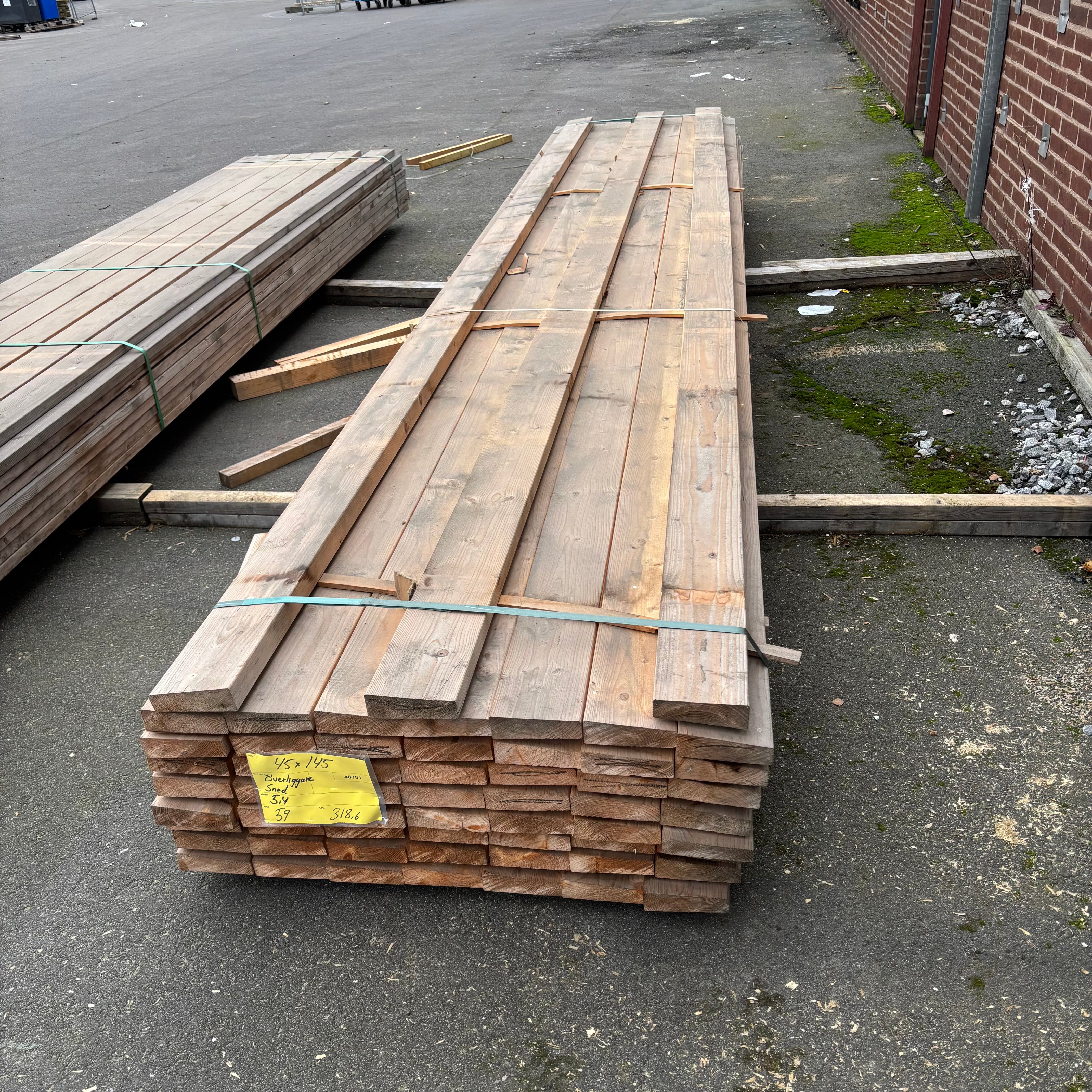 Paket Reglar 45x145mm – 59 st (5,40 m, Hyvlade, Fallande tjocklek)