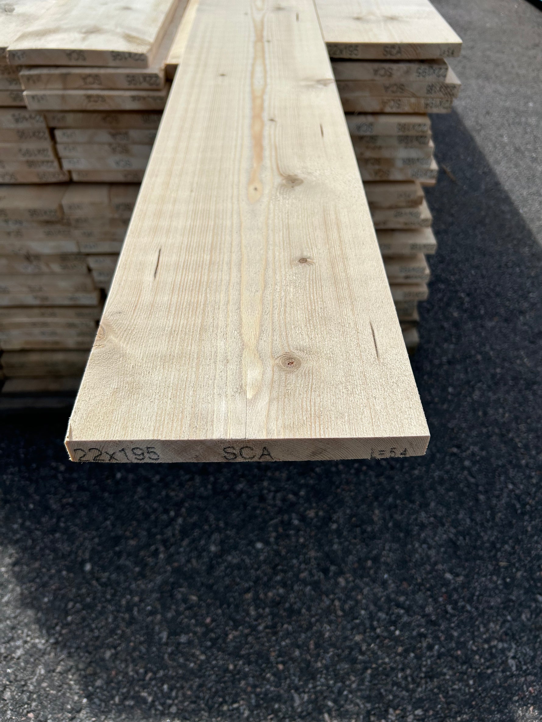 Paket Finsågade Brädor 22x195 mm – 5,40 m 125st Obehandlad