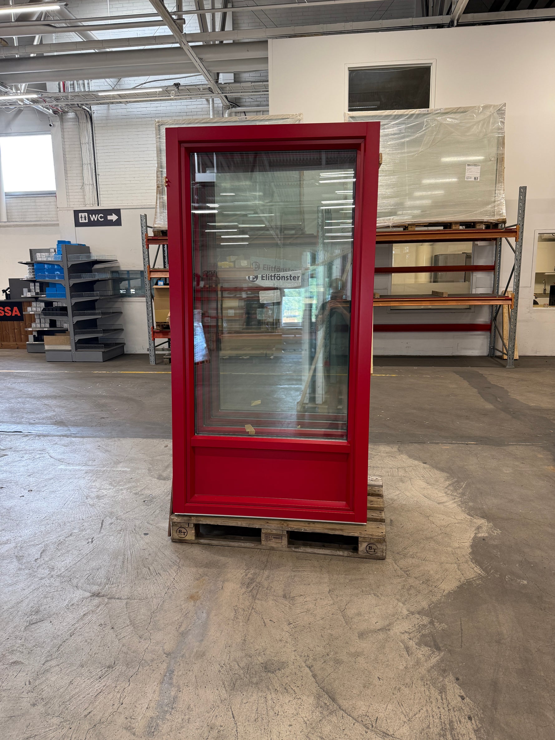 Altandörrar- Inåtgående, Trä/Aluminium – 1080 × 2080 mm- Röd