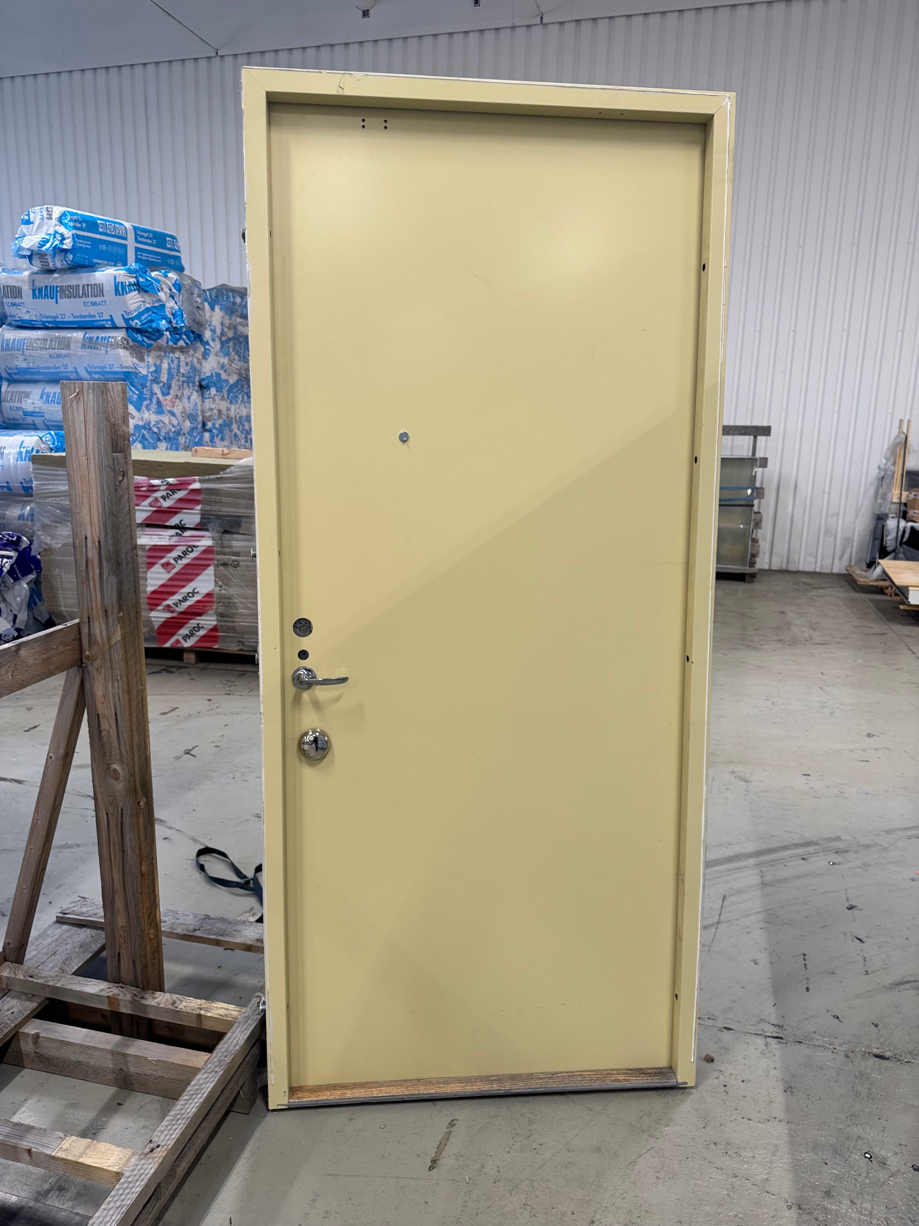 Lägenhetsdörr / Ståldörr Daloc – 99,5x219,5 cm (Vänsterhängd, Gul)