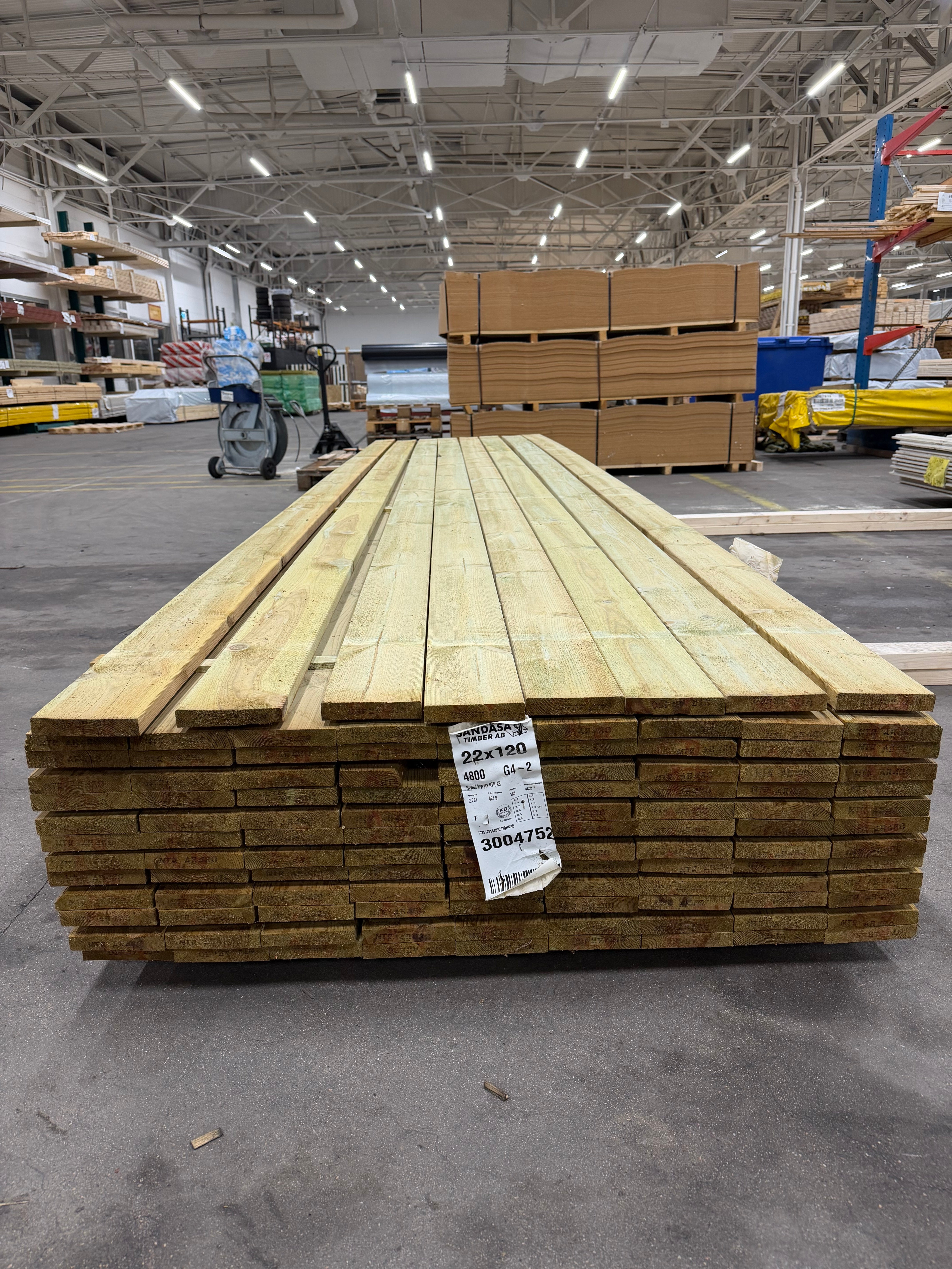 Paket Finsågad Panel 22x120 mm – 116 st 4,8 m, furu Tryckimpregnerad