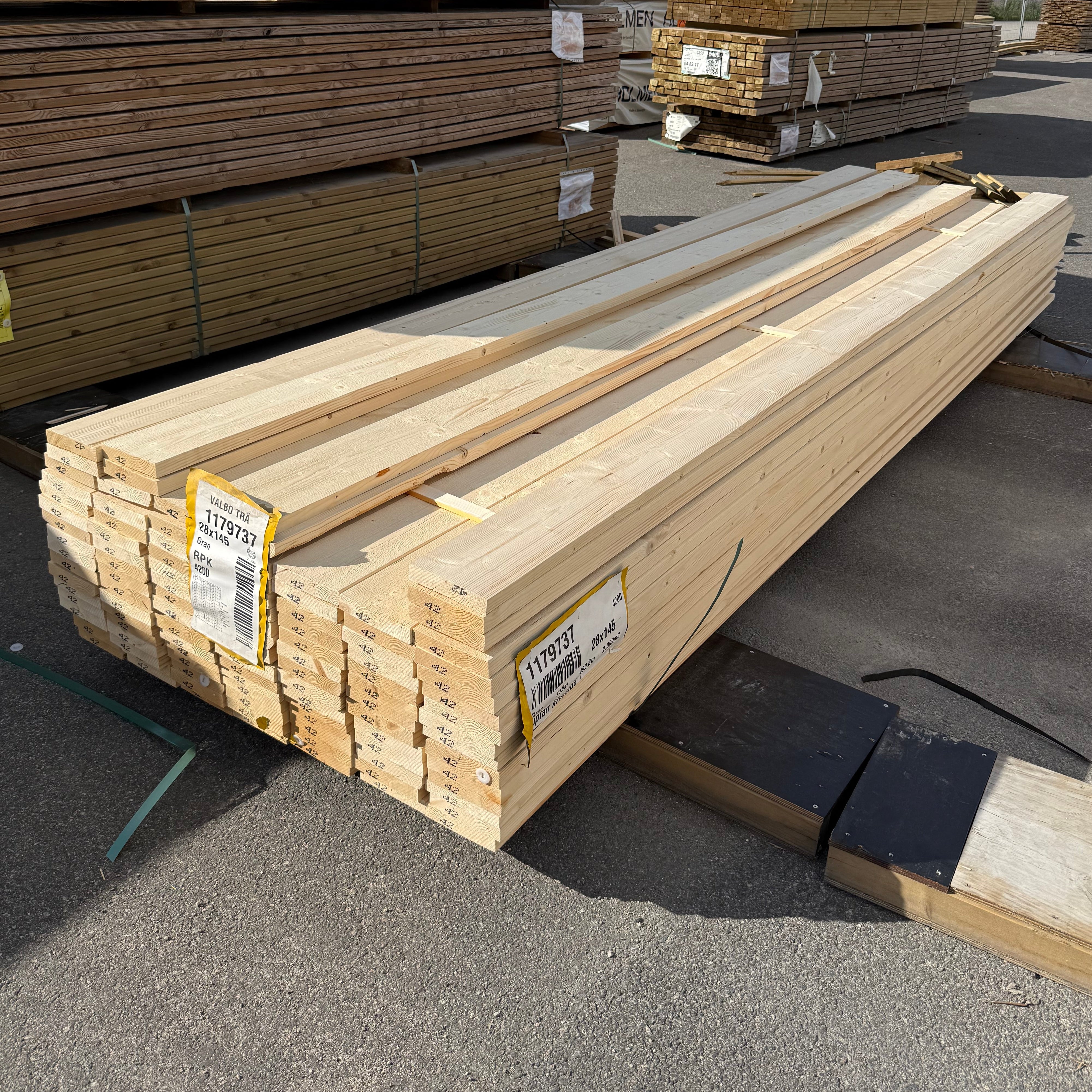 Paket Finsågade Brädor 28x145mm, 110st 4,20m