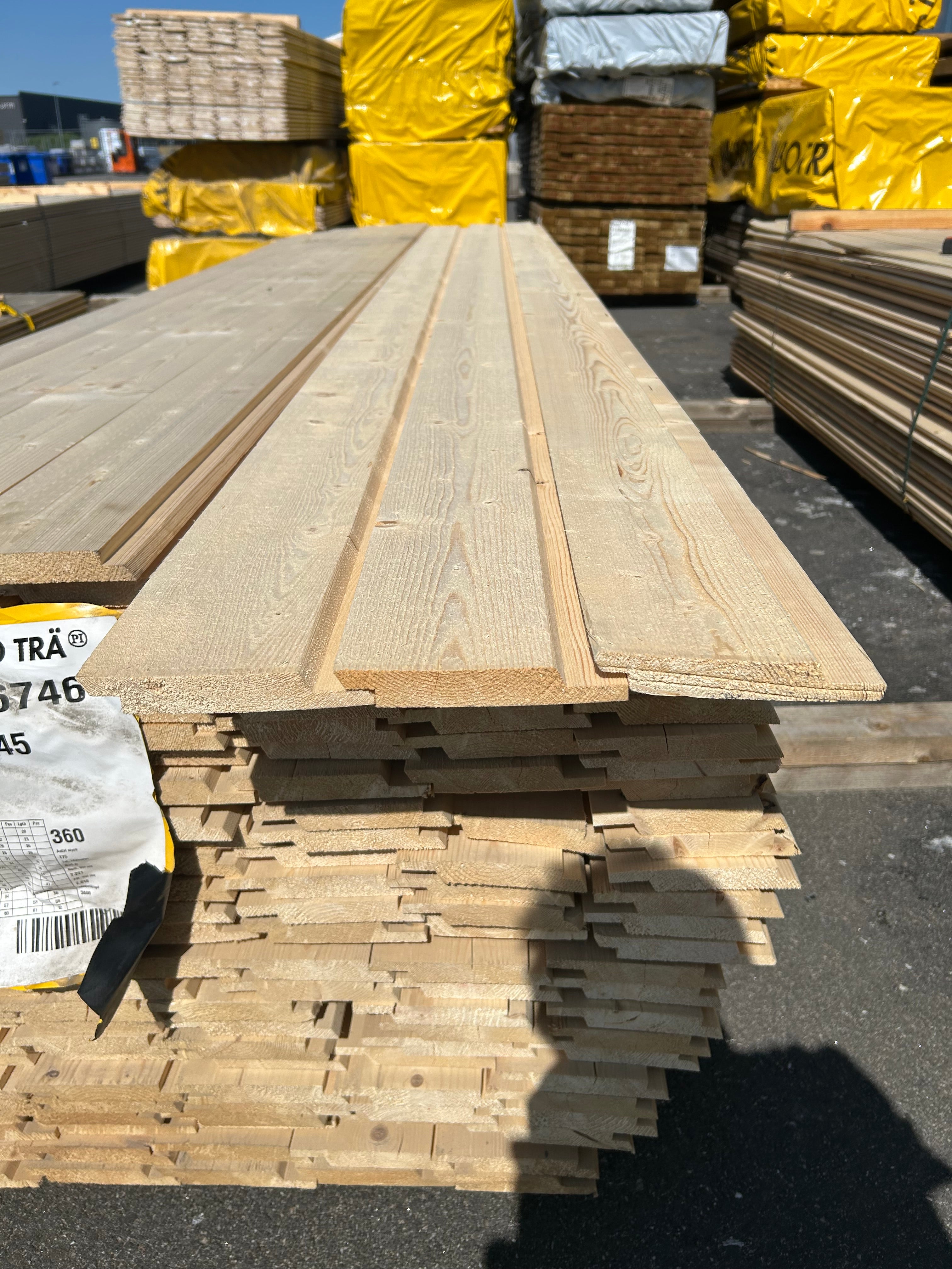 Paket Ytterpanel 22x145mm 3.60m 182st obehandlad