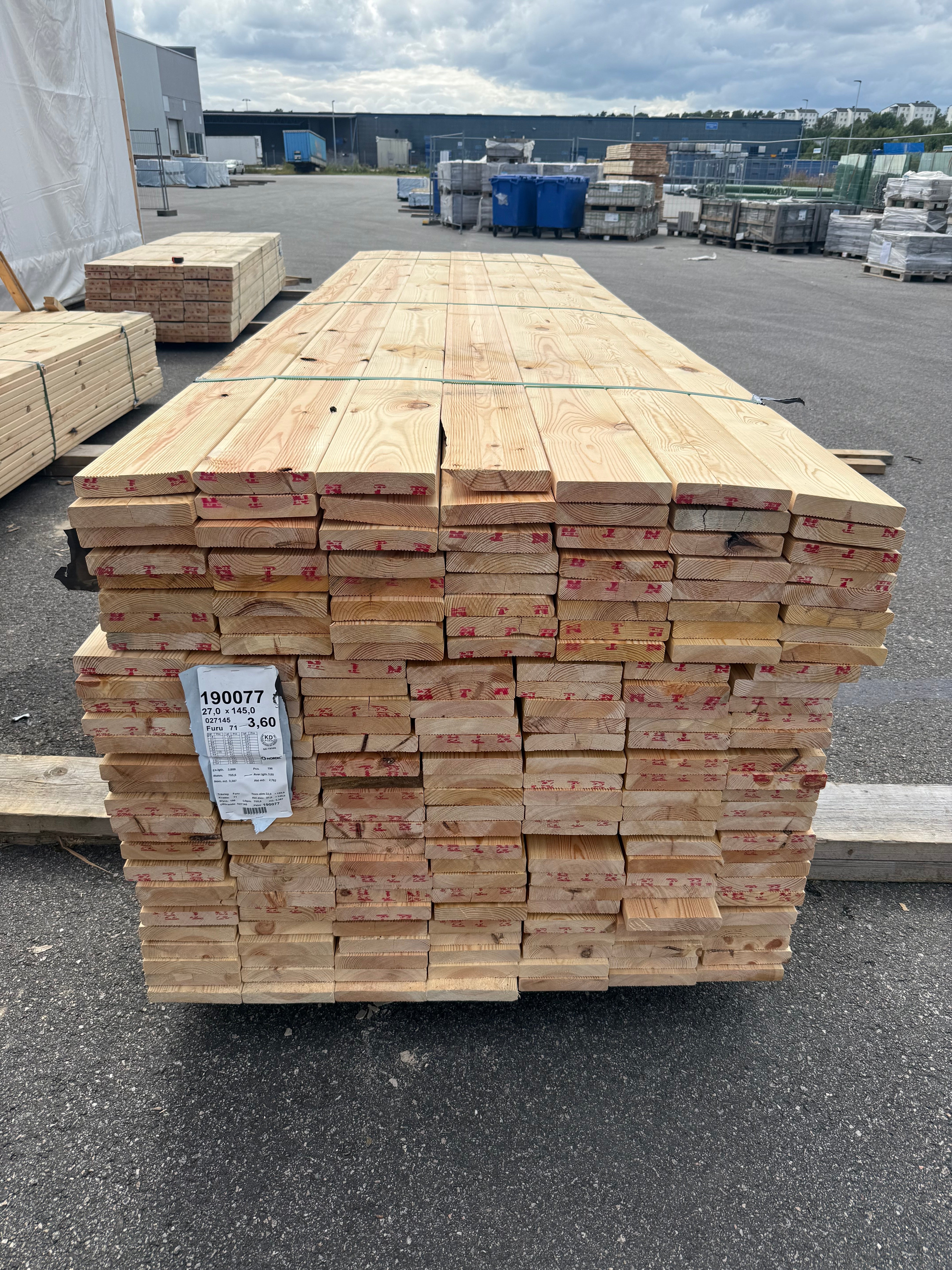 Paket rillad Trall 27x145mm- 3.60m 196st Furu