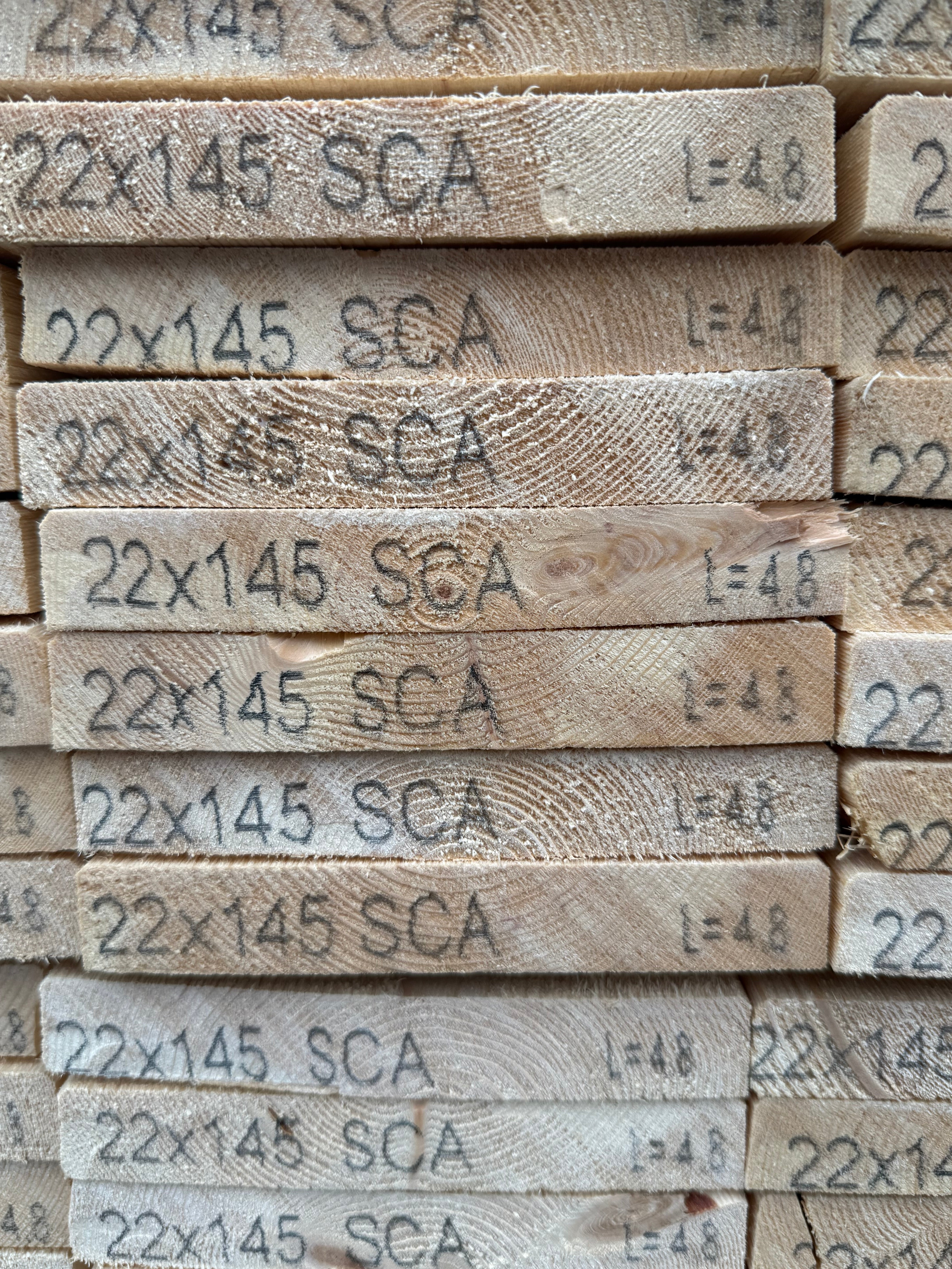 Paket Finsågade Brädor 22x145mm 4.80m- 182st (Fuktskadat)