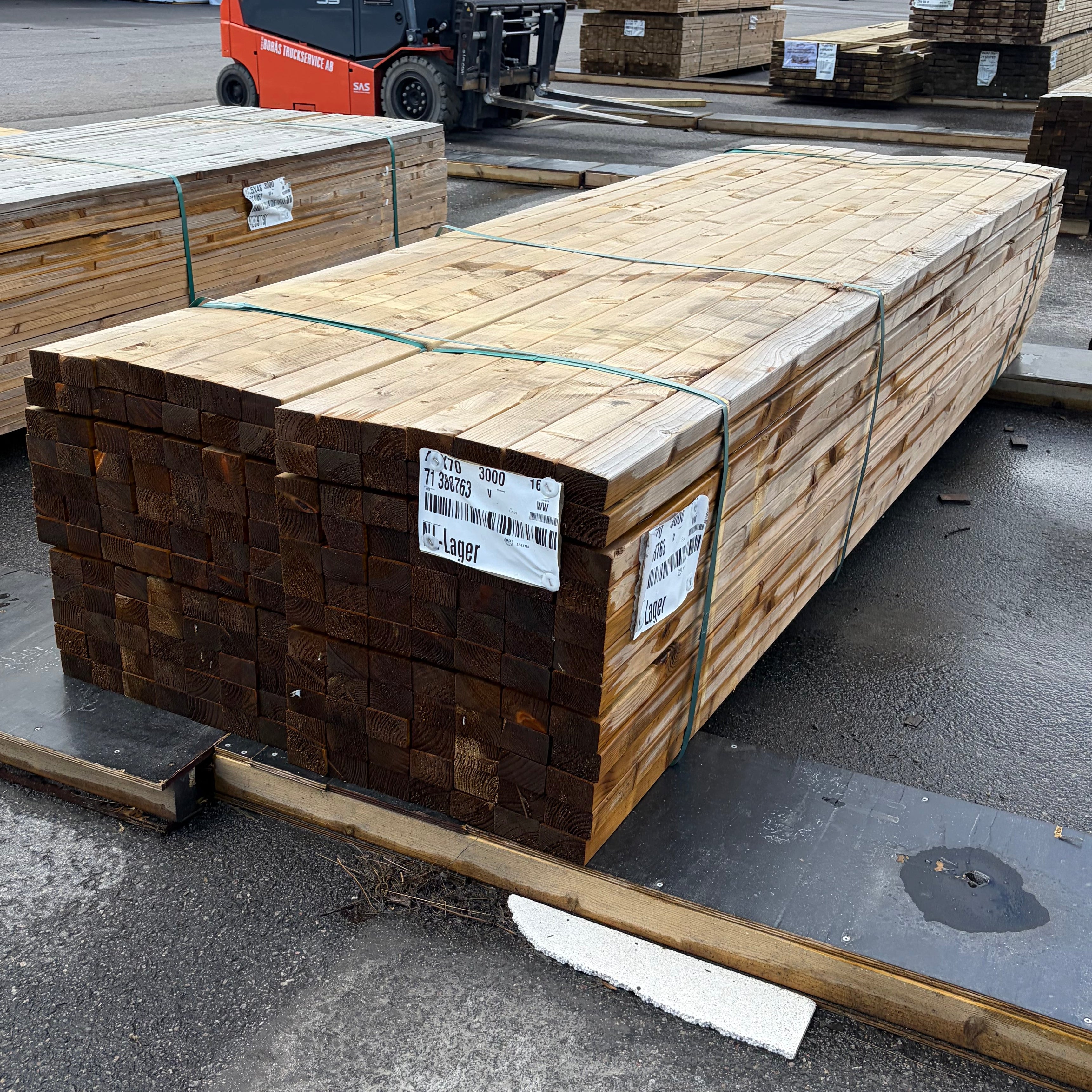 Paket Tryckimpregnerade Reglar 44x70mm, 168st 3,00m