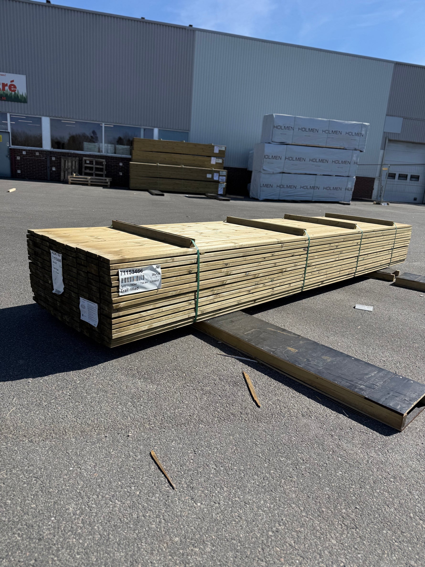 Paket Tryckimpregnerad Rillad Trall 28x120mm, 153st 4,80m