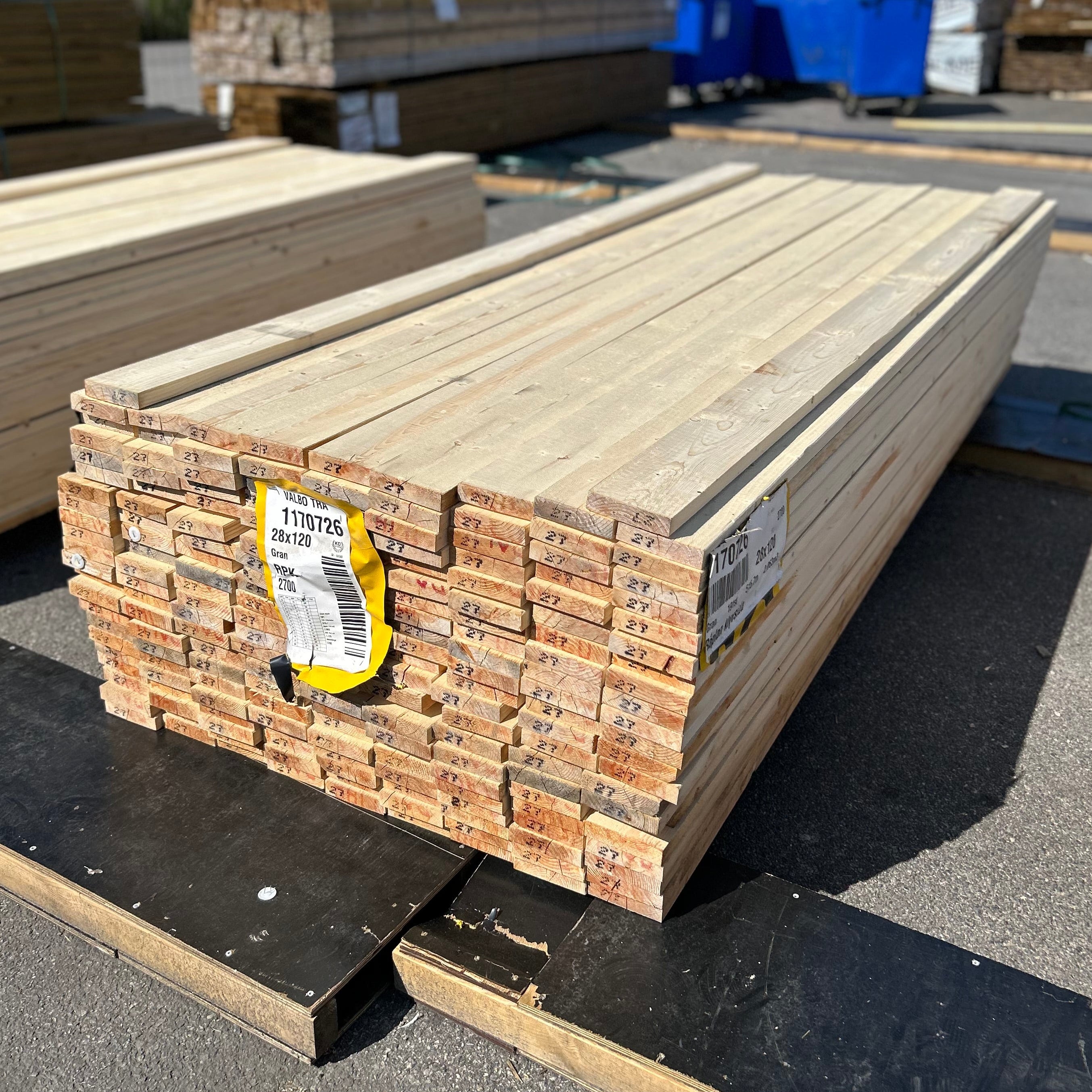 Paket Finsågade Brädor 28x120mm 191st 2.70m Obehandlade