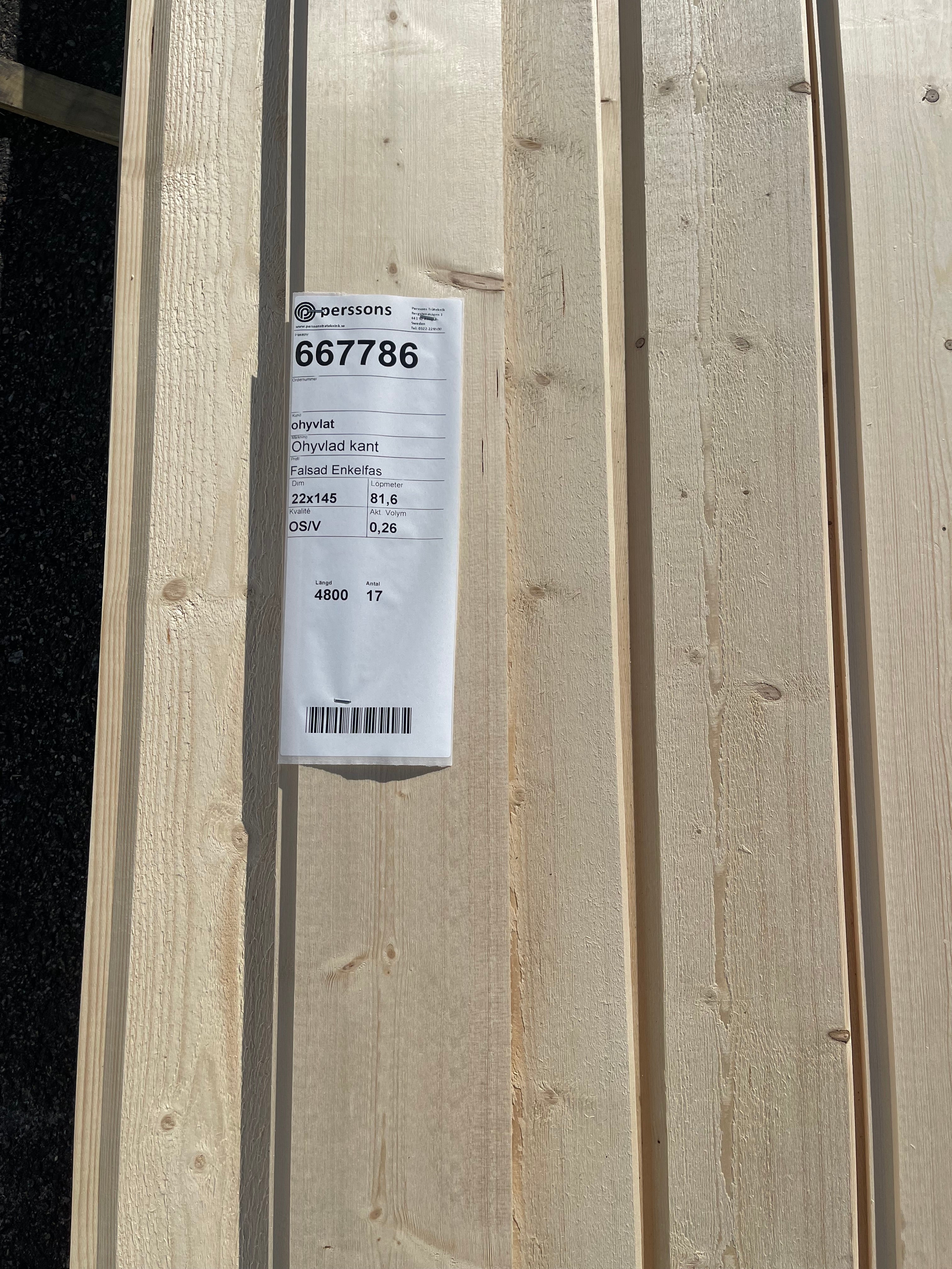 Paket Ytterpanel 22x145 mm – 4,80 m – 17 st