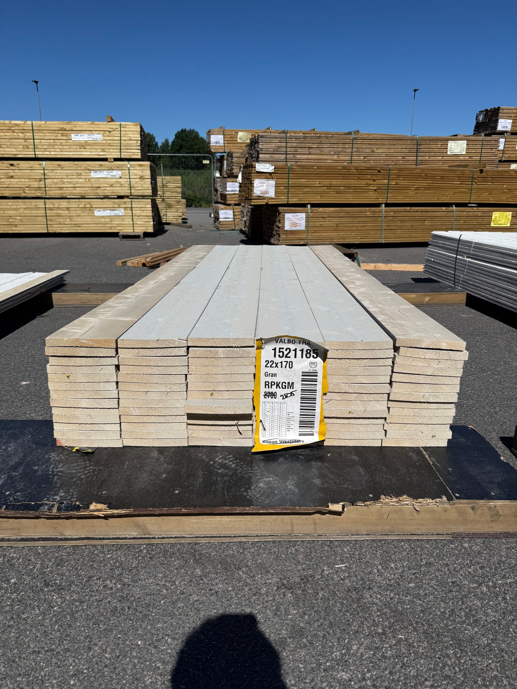 Paket Finsågade Brädor 22x170mm, 78st 2.50m Grundmålad