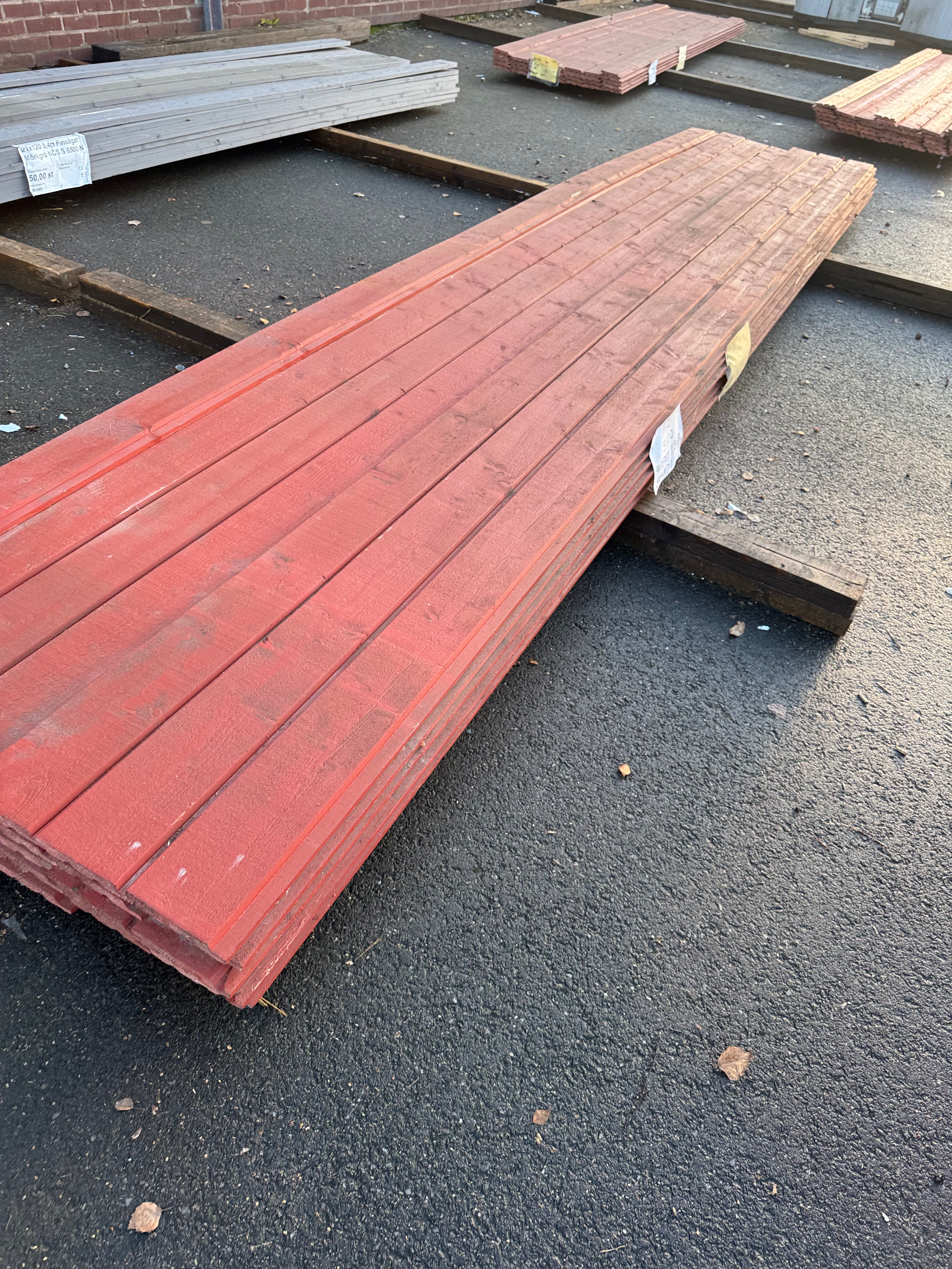 Paket Ytterpanel Falsad Enkelfas 21x147 mm – 46 st (5,10 m, Brandröd)