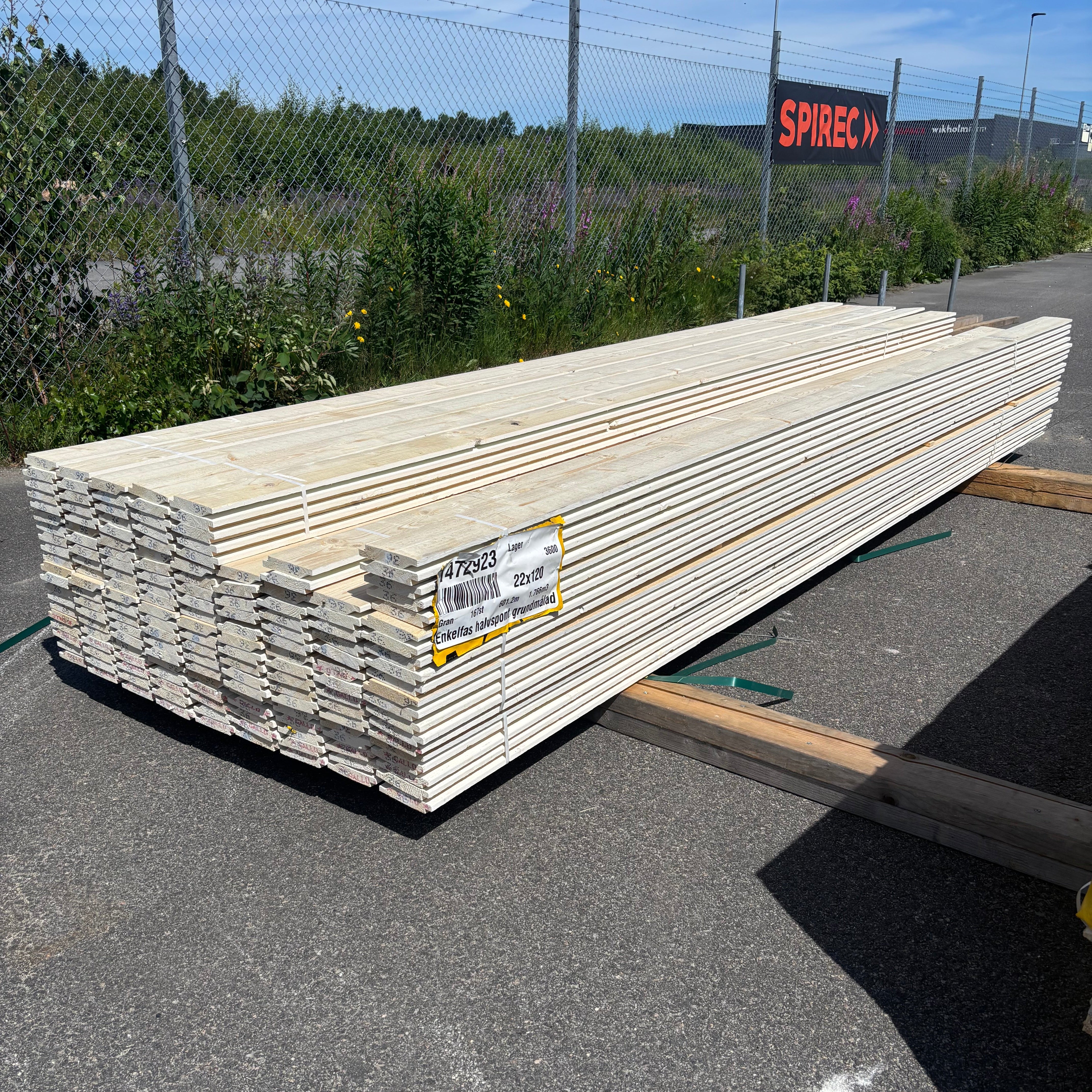 Paket Ytterpanel Enkelfas Halvspont 22x120mm, 167st 3.60m Grundmålad
