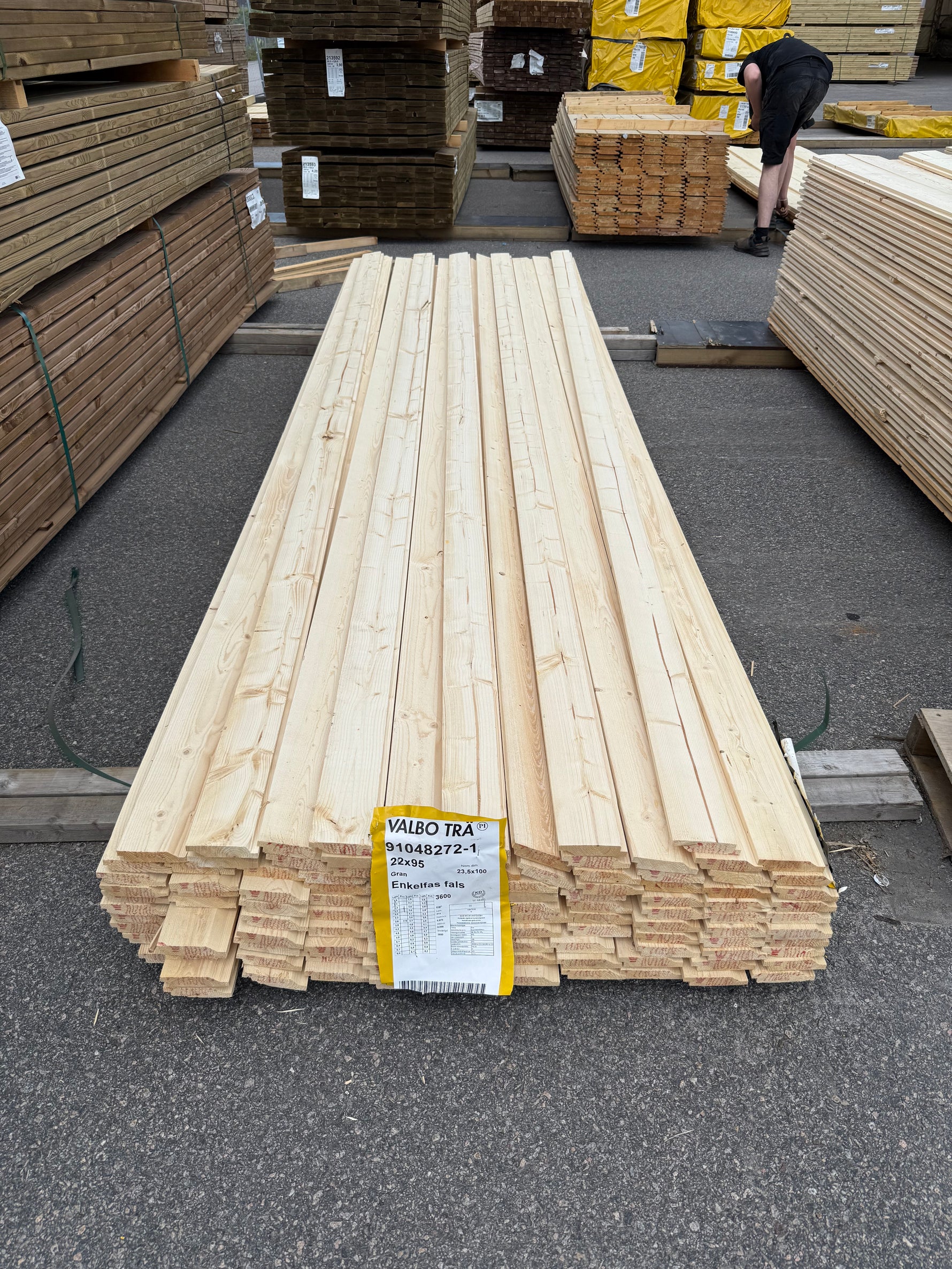 Paket Ytterpanel Enkelfas Fals 22x95mm Gran 113st 3.60m