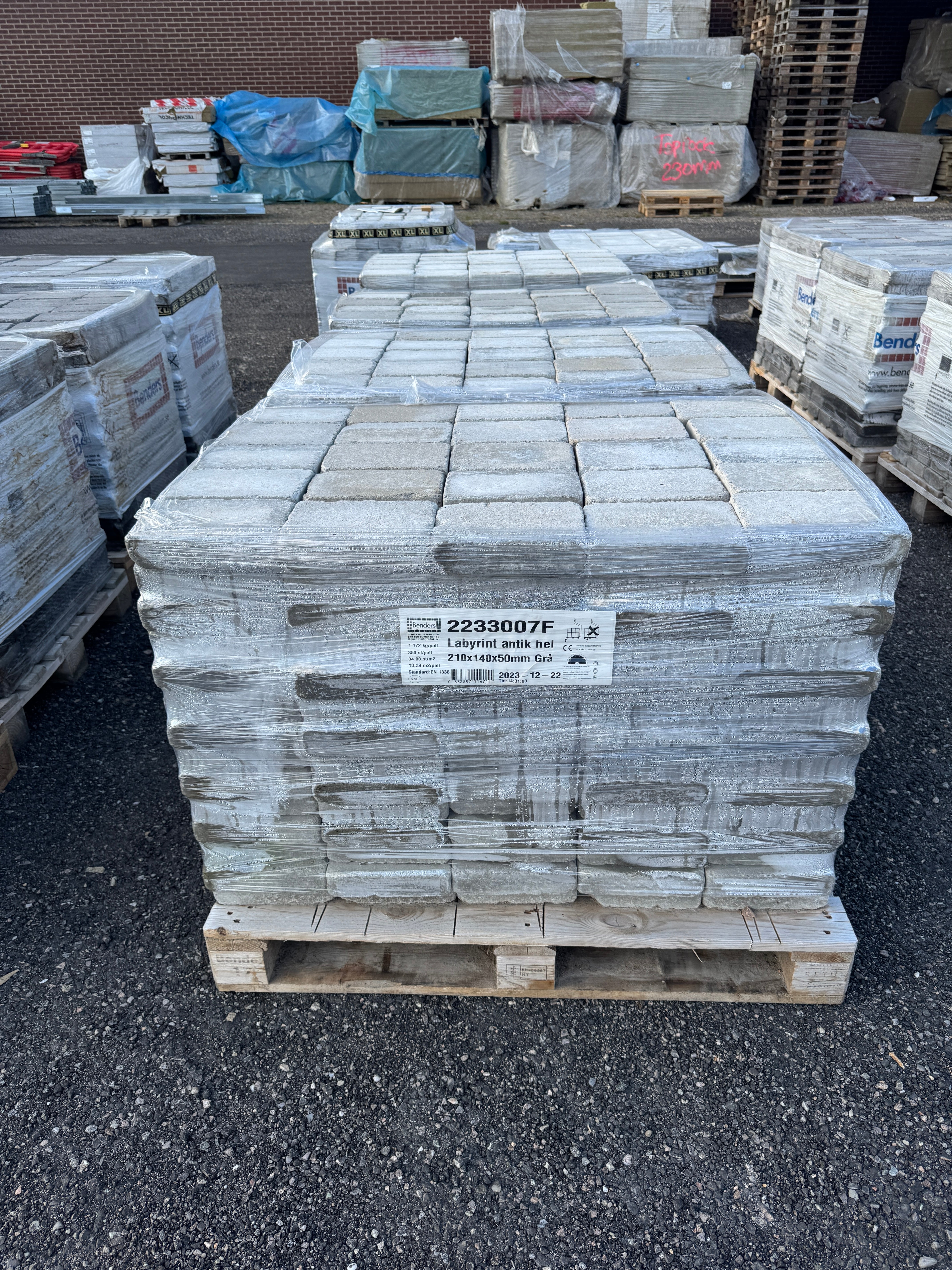 4 pall Marksten Labyrint Antik Hel 210x140x50mm Grå