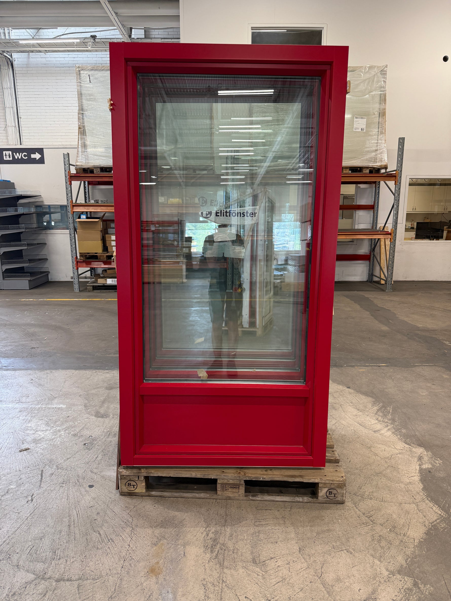 Altandörrar- Inåtgående, Trä/Aluminium – 1080 × 2080 mm- Röd