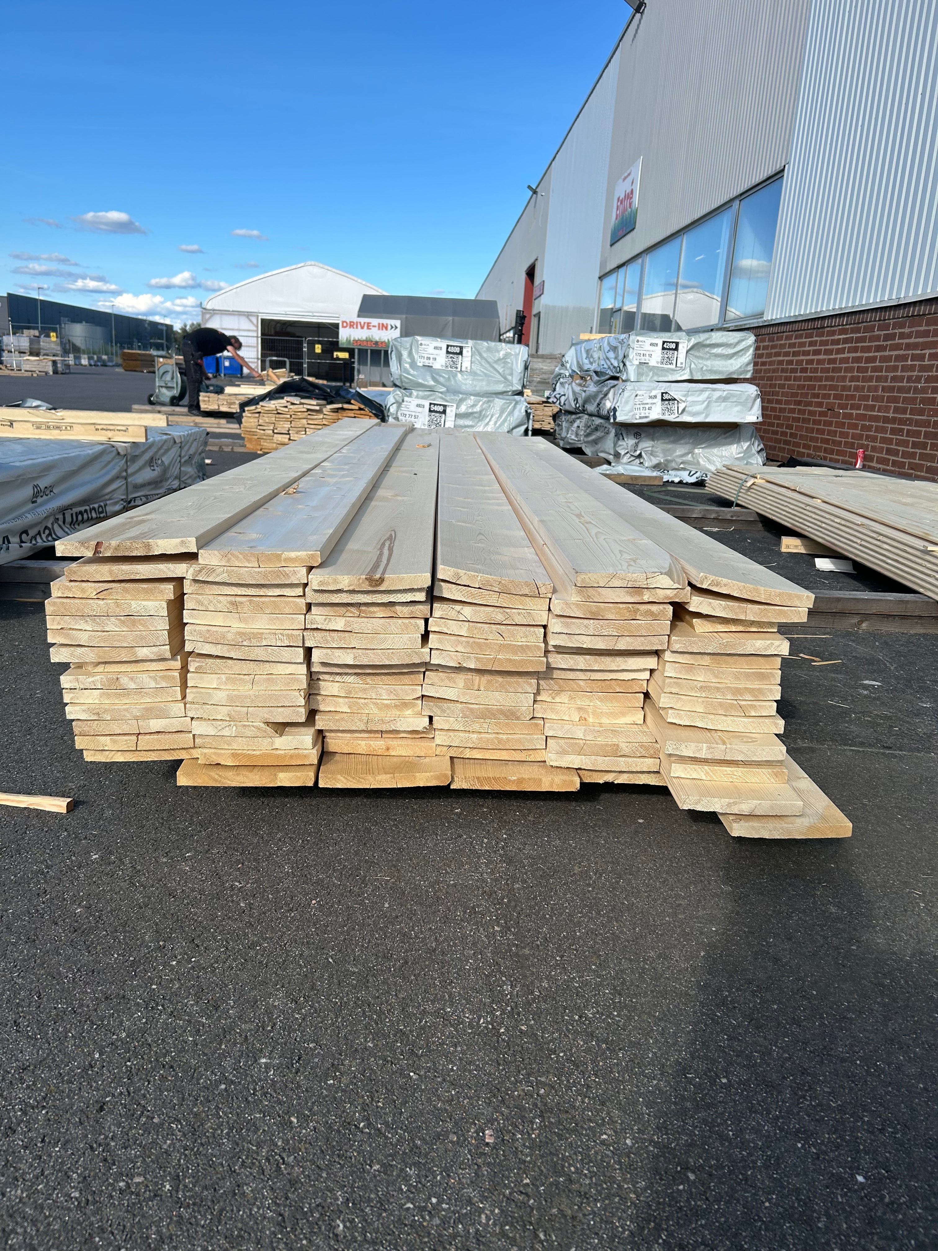 Paket Finsågad Panel 22x170mm 82st 3.60–5.40m – Andra sortering