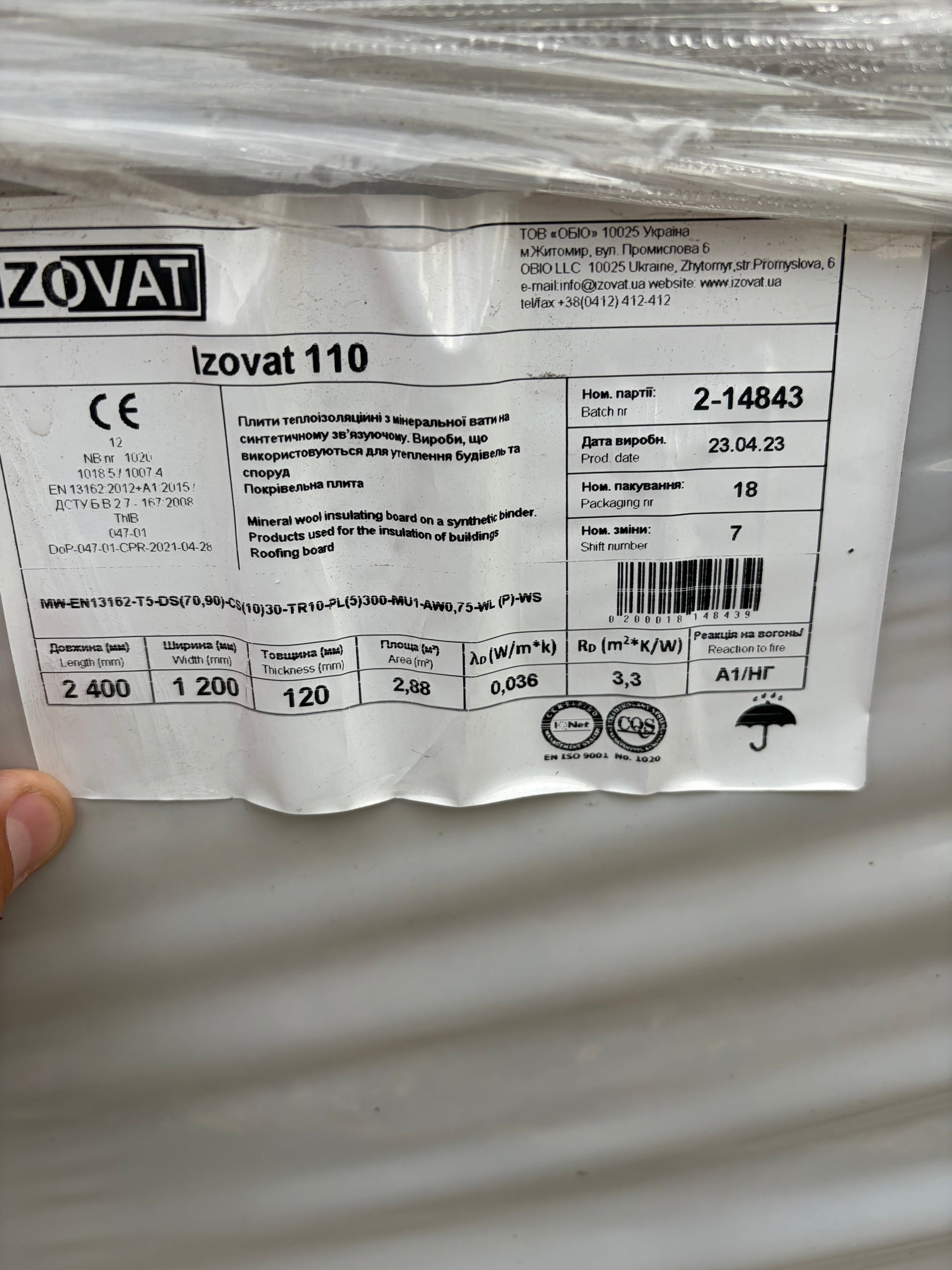 Parti Izovat 110 Isolering 120mm, 2400x1200mm – 40 skivor