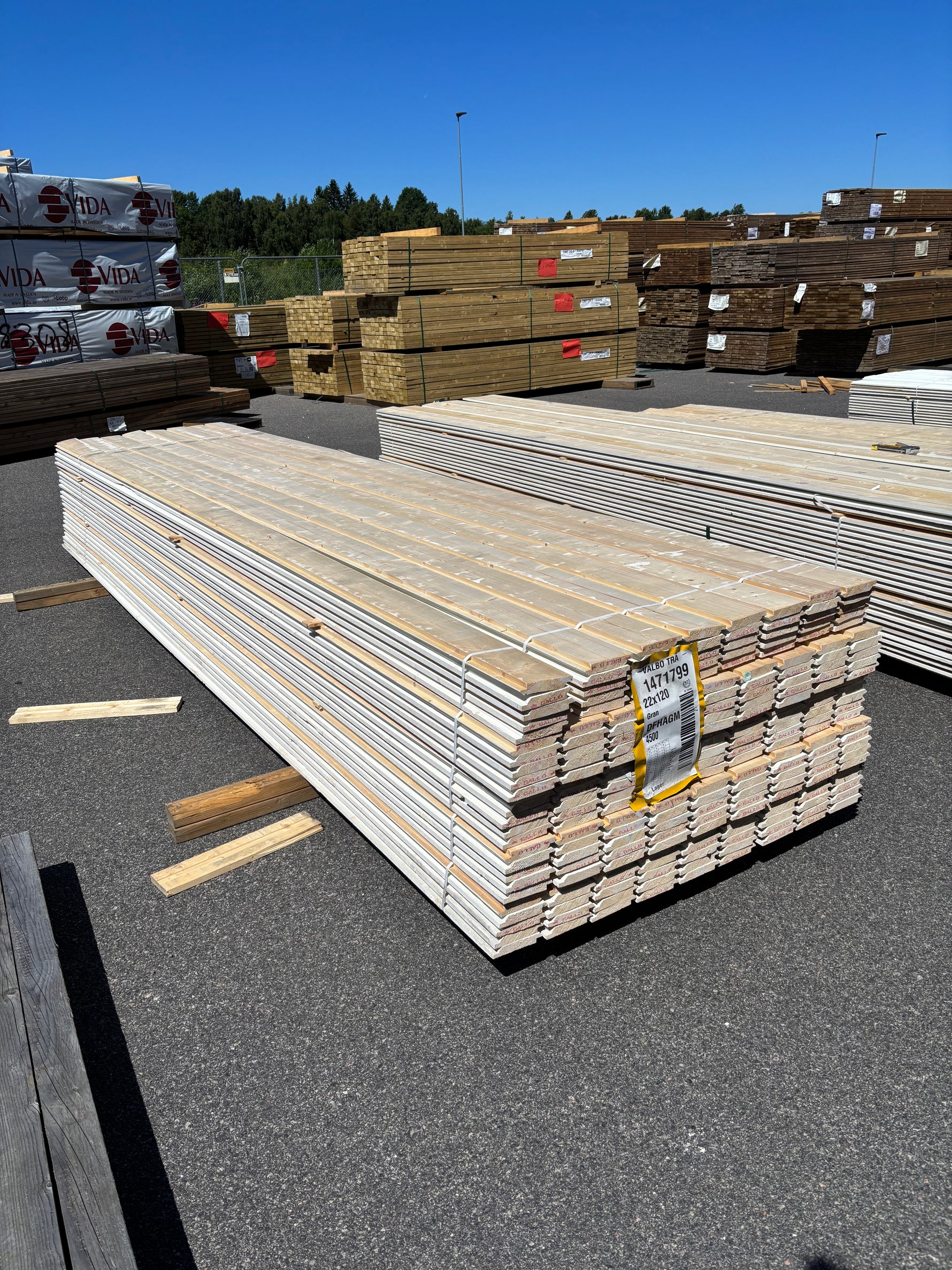 Paket Ytterpanel Dubbelfas 22x120mm, 220st 4.50m Grundmålad