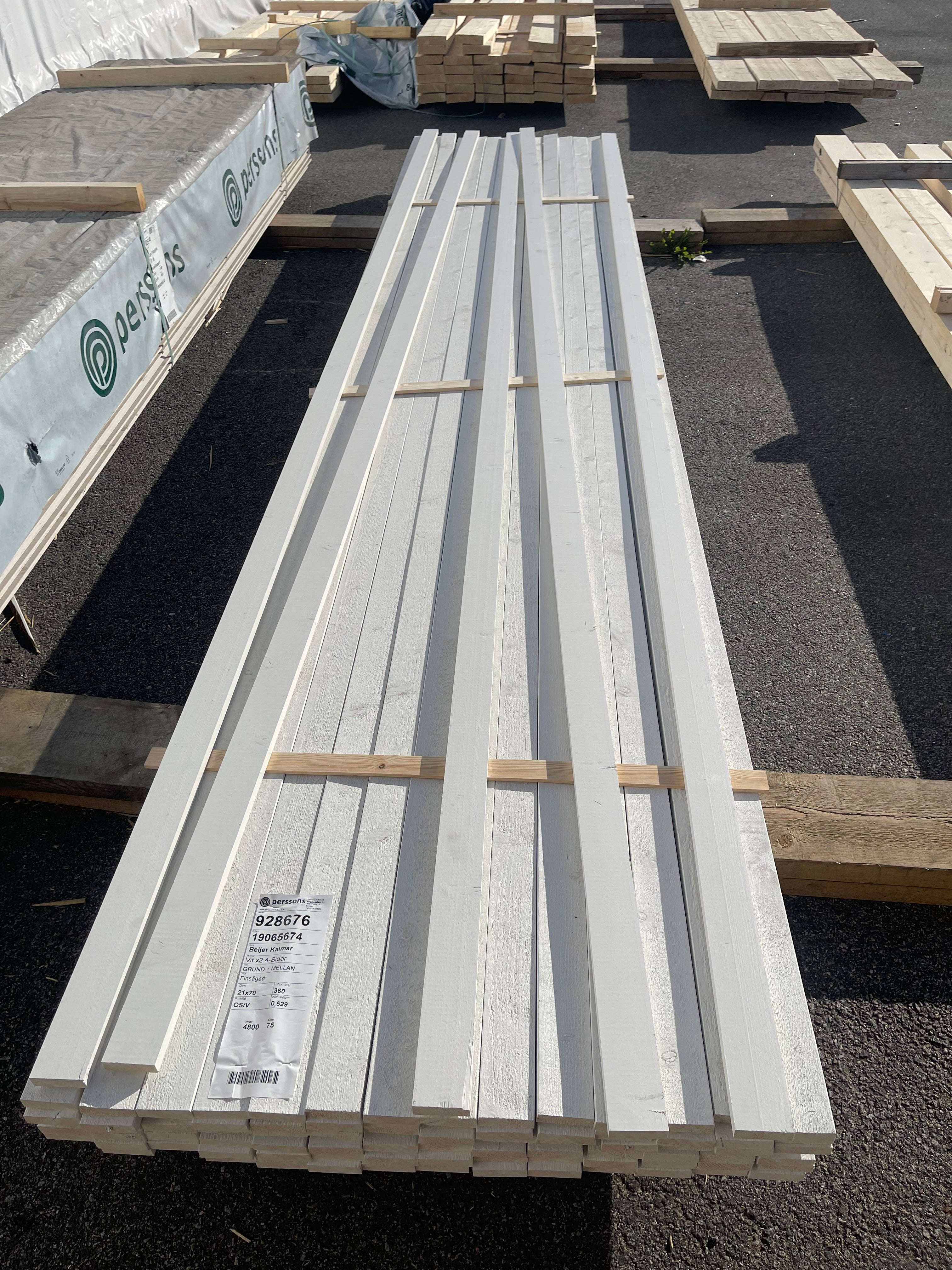 Paket Finsågad Panel Vit 21x70 mm – 4,80 m – 89 st