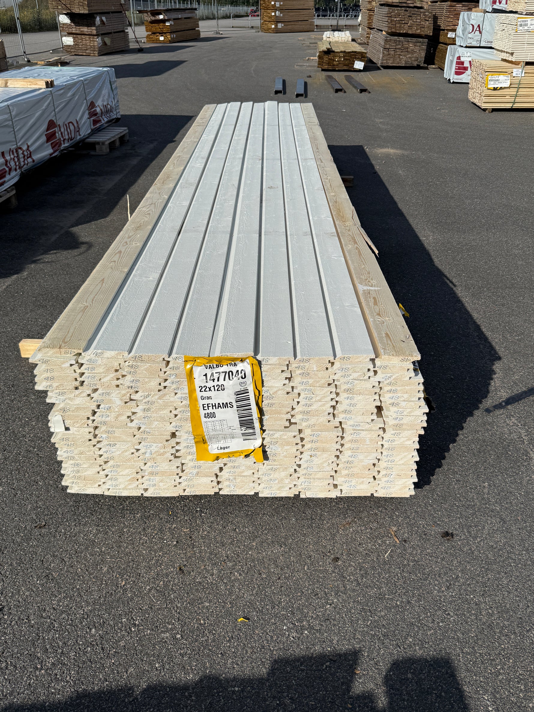 Paket Ytterpanel Enkelfas Halvspont 22×120mm 4,80m 180st Mellanstruken