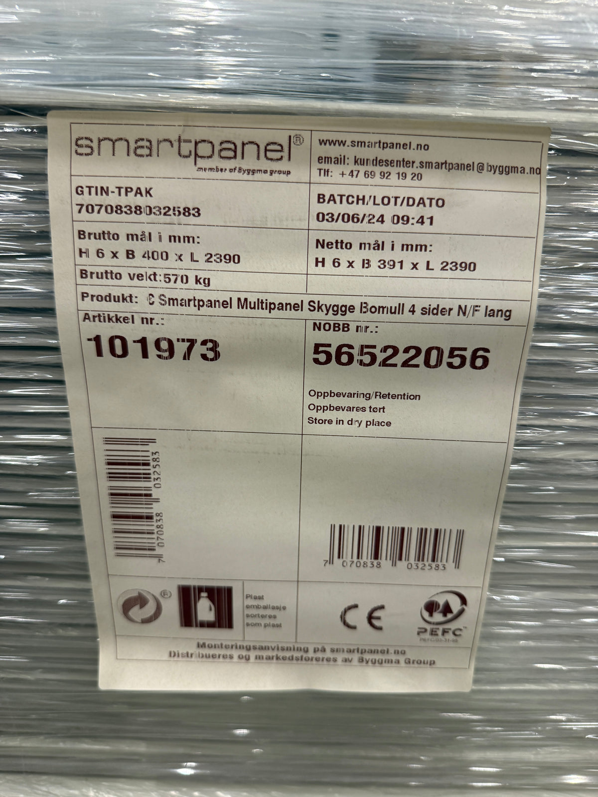 Parti Smartpanel Multipanel Skygge Bomull – 100st skivor, 93,449 m²