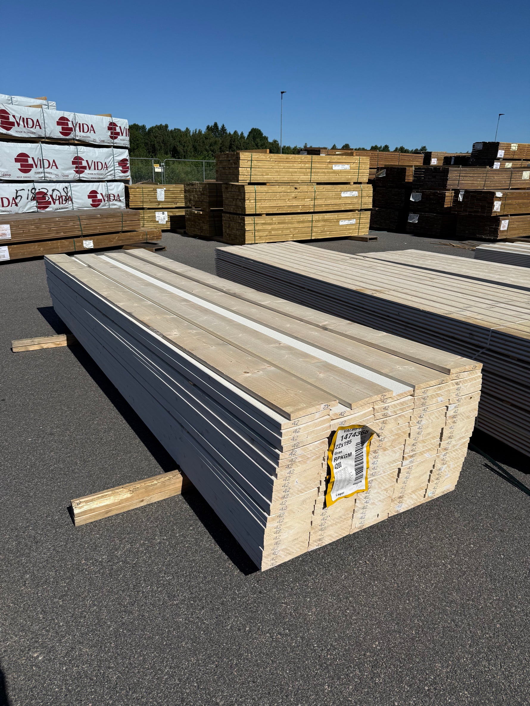 Paket Finsågade Brädor 22x195mm 4.20m 121st Grundmålad