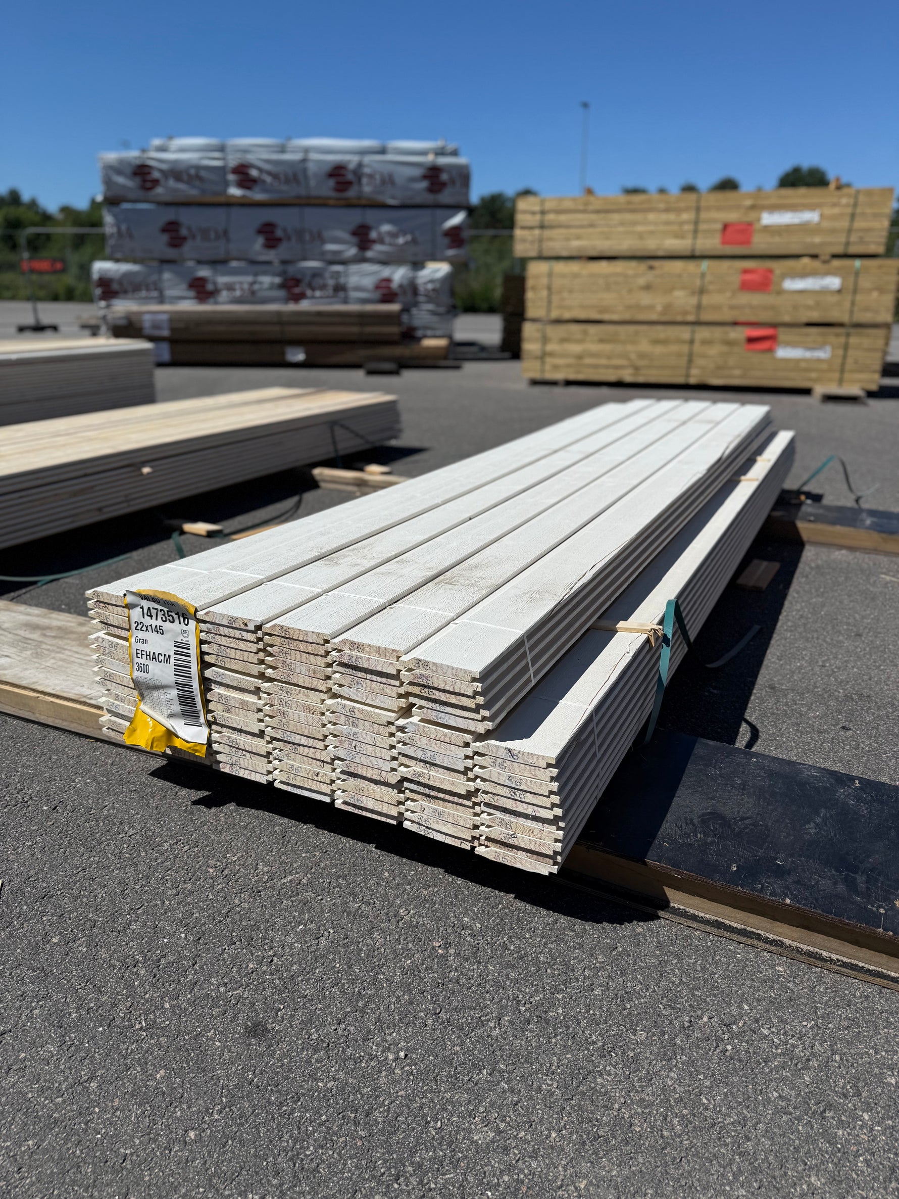 Paket Ytterpanel Enkelfas Halvspont 22x145mm, 100st 3.60m Grundmålad