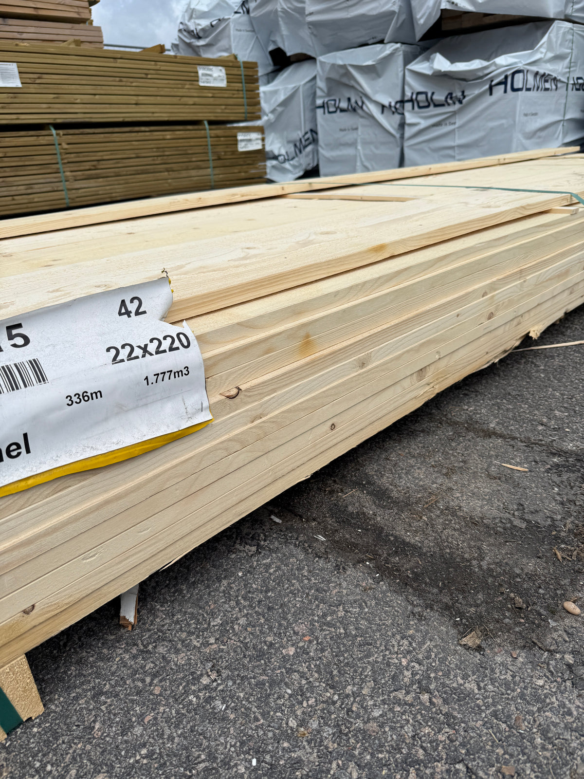 Paket Finsågade Brädor 22x220 mm – 4,20 m 52st (Obehandlad)