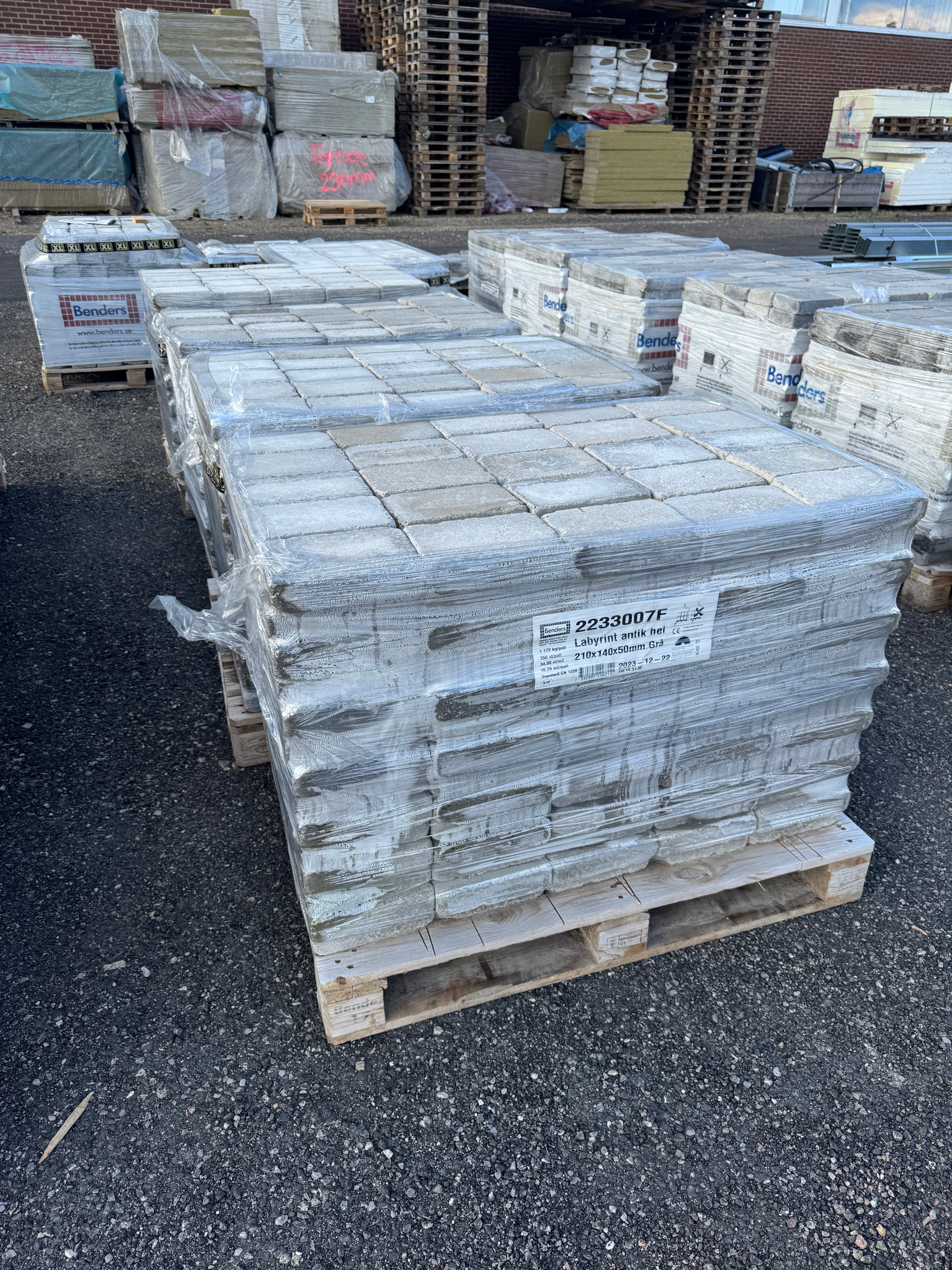 4 pall Marksten Labyrint Antik Hel 210x140x50mm Grå
