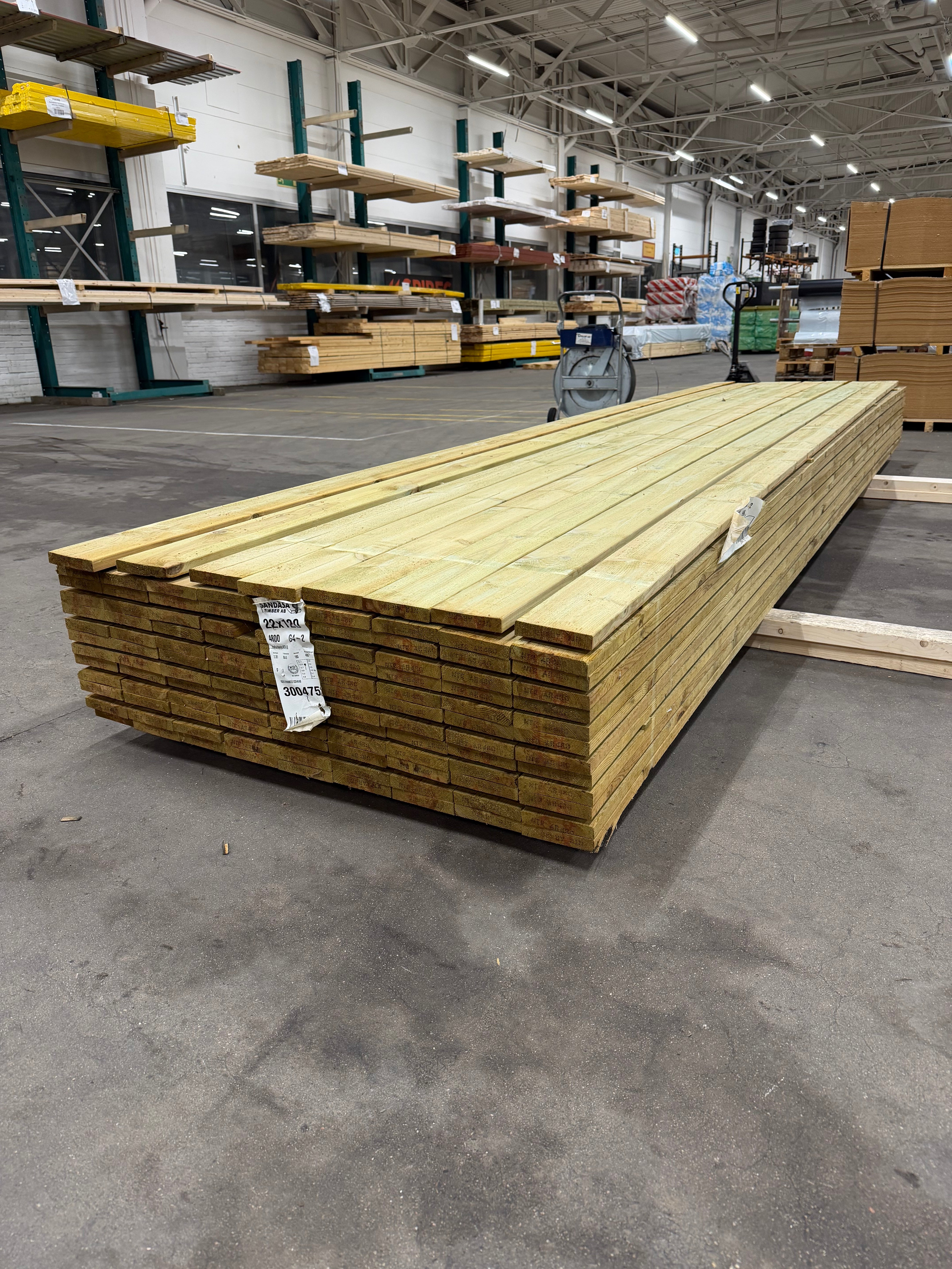 Paket Finsågad Panel 22x120 mm – 116 st 4,8 m, furu Tryckimpregnerad