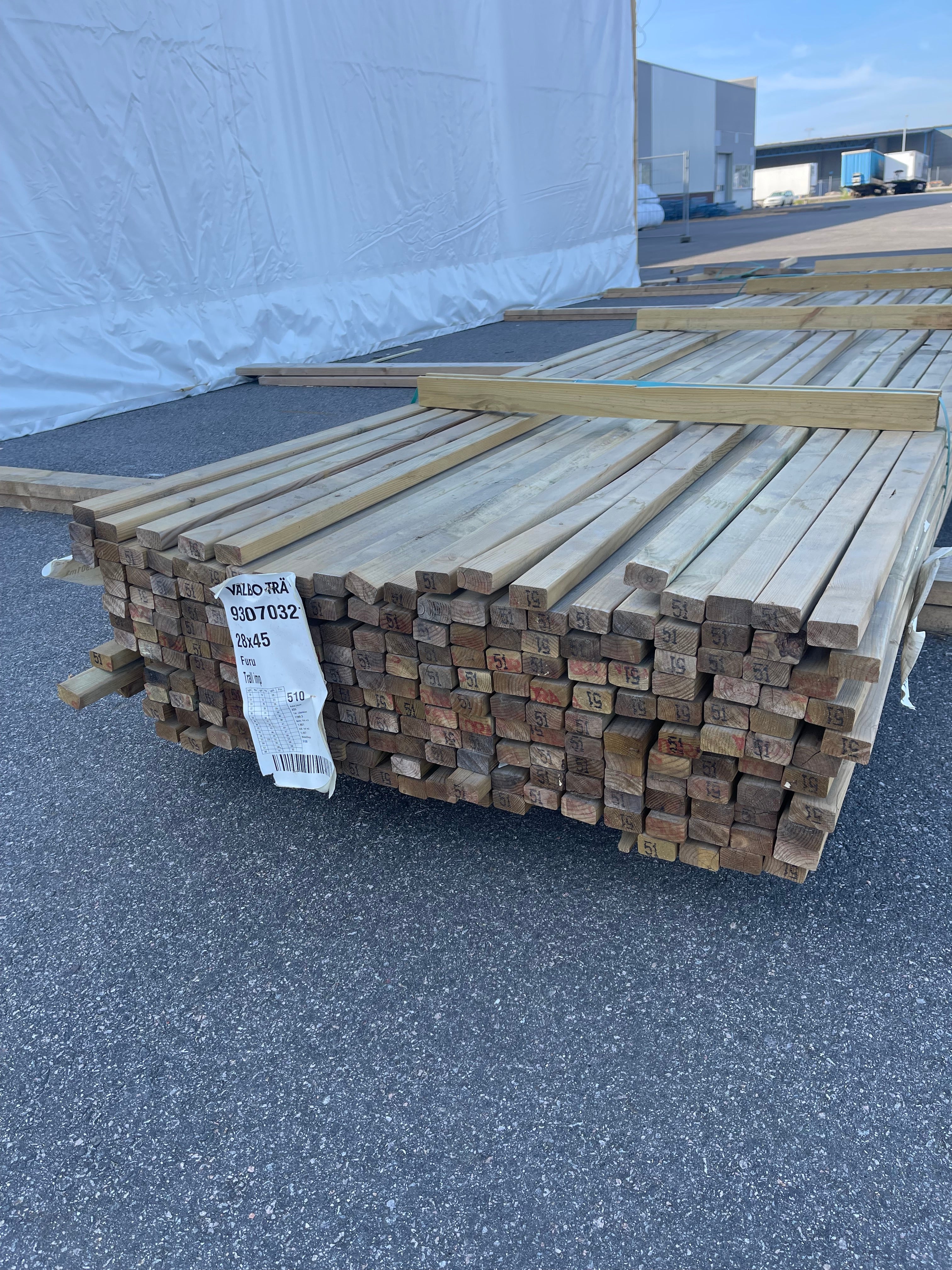 Paket Trall Furu 28x45 mm – 5,10 m – 233 st – Tryckimpregnerad