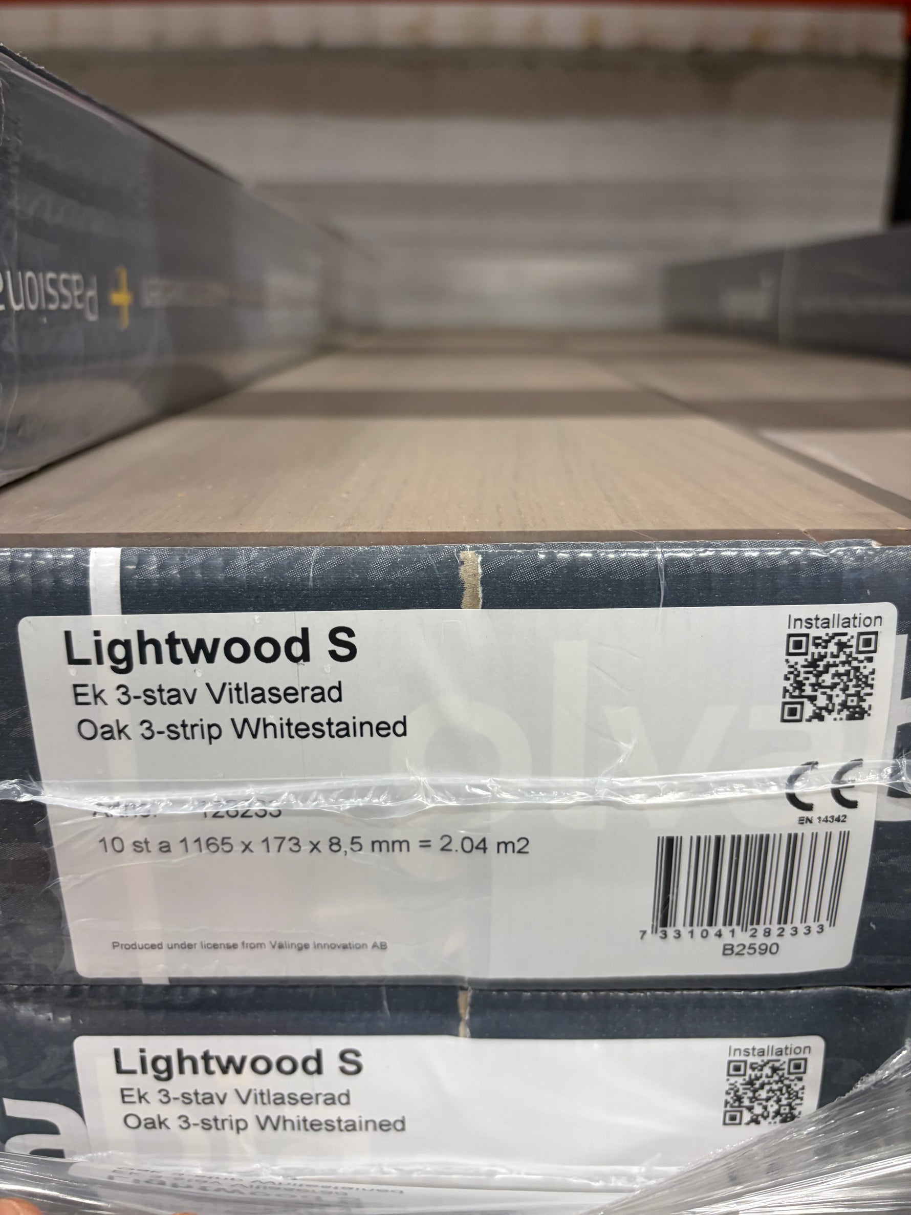 Paket Parkettgolv Ek 3-stav Vitlaserad Lightwood S (Andra sortering) - Spirec