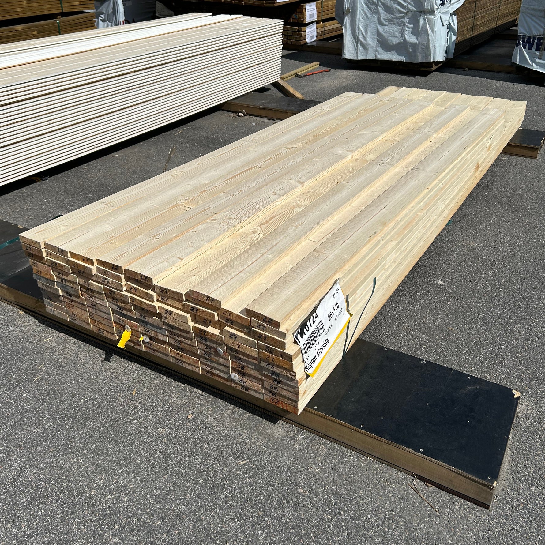 Paket Finsågade Brädor 28x120mm 2,70–3,60m 97st Obehandlade