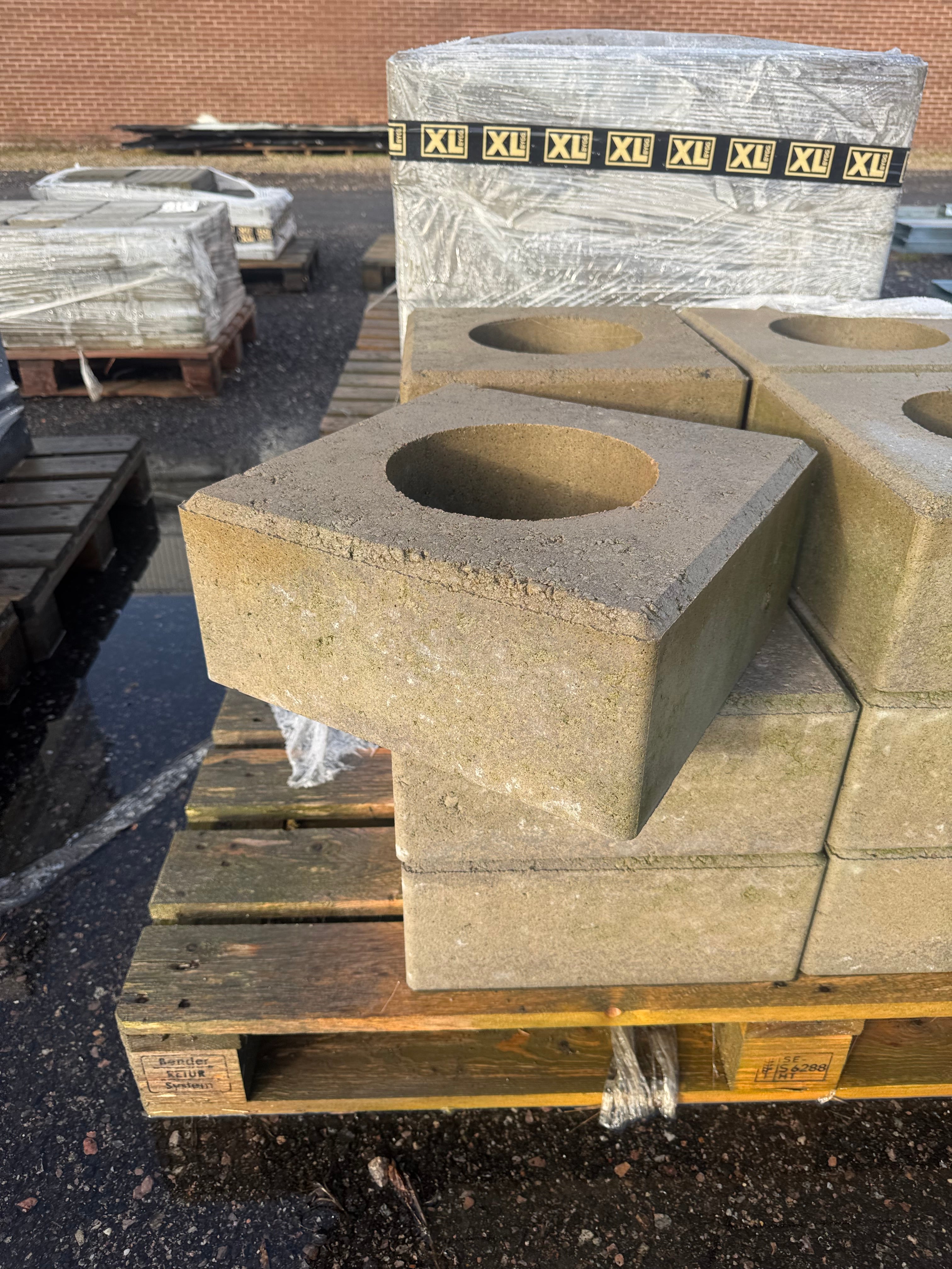 Stolpelement Slät 350x350x150mm – Ø200mm, Grå