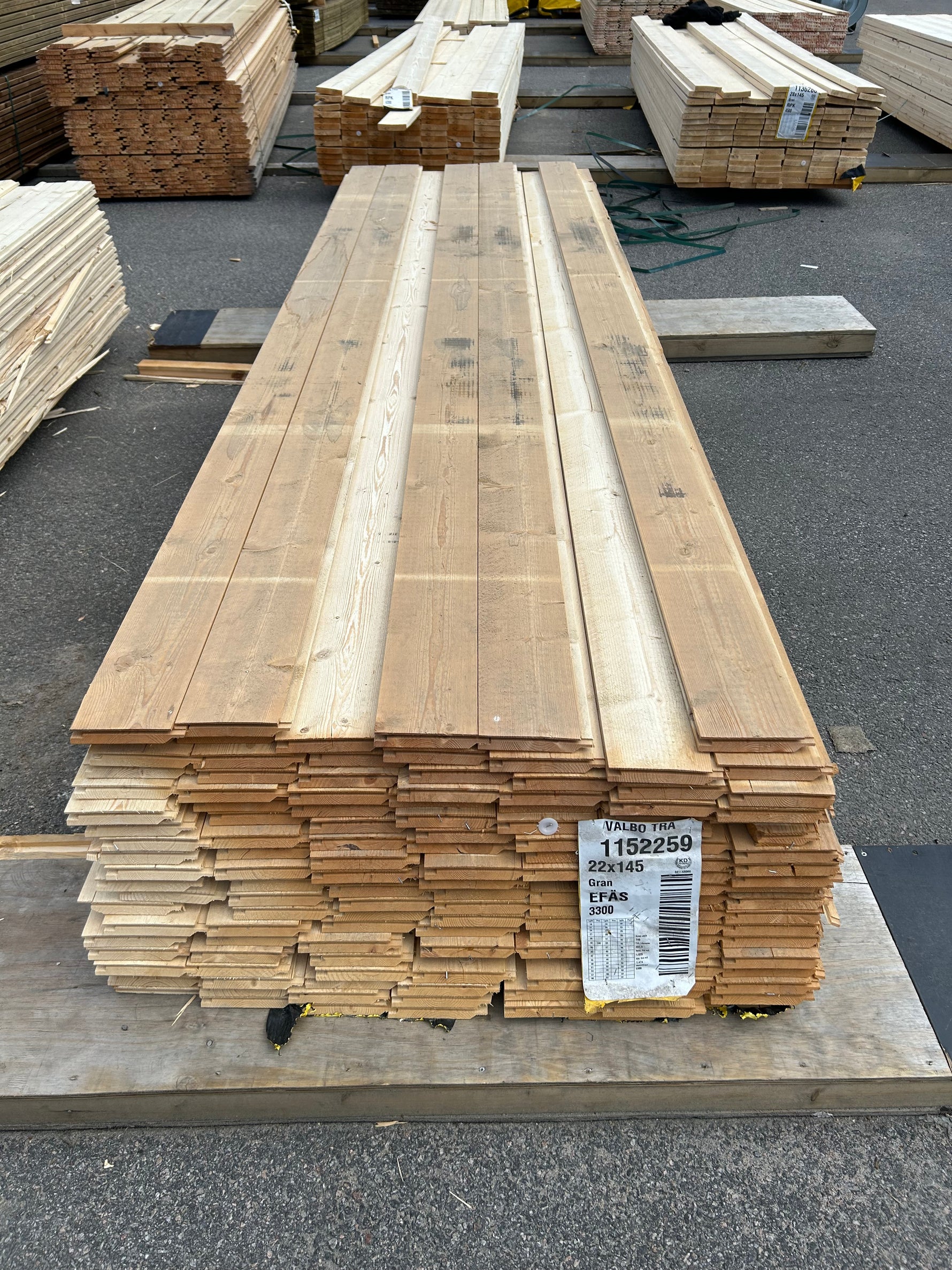 Paket Ytterpanel Enkelfas Ändspont 22x145mm 3.30m 138st