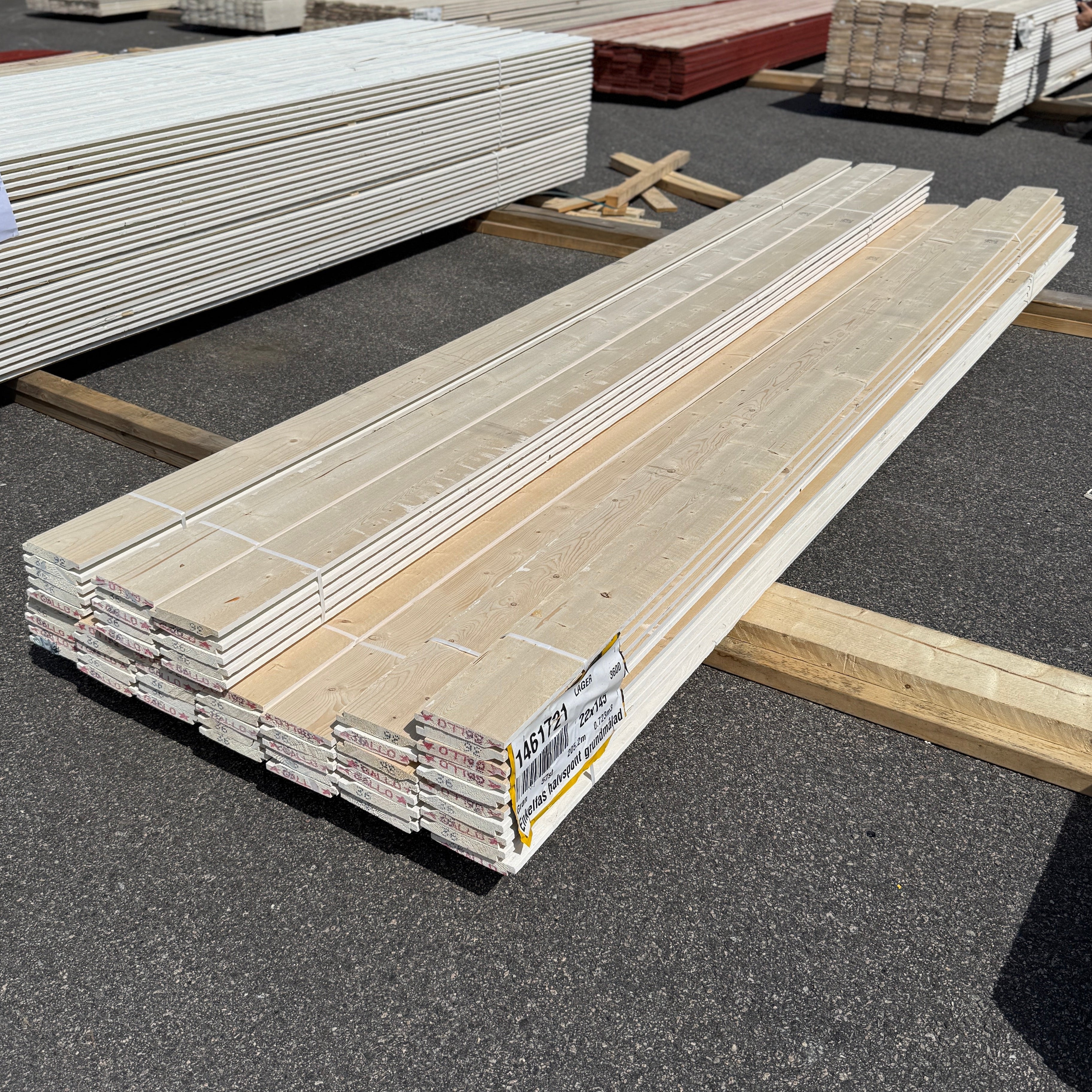 Paket Ytterpanel Enkelfas Halvspont 22x145mm, 57st 3.60m Grundmålad