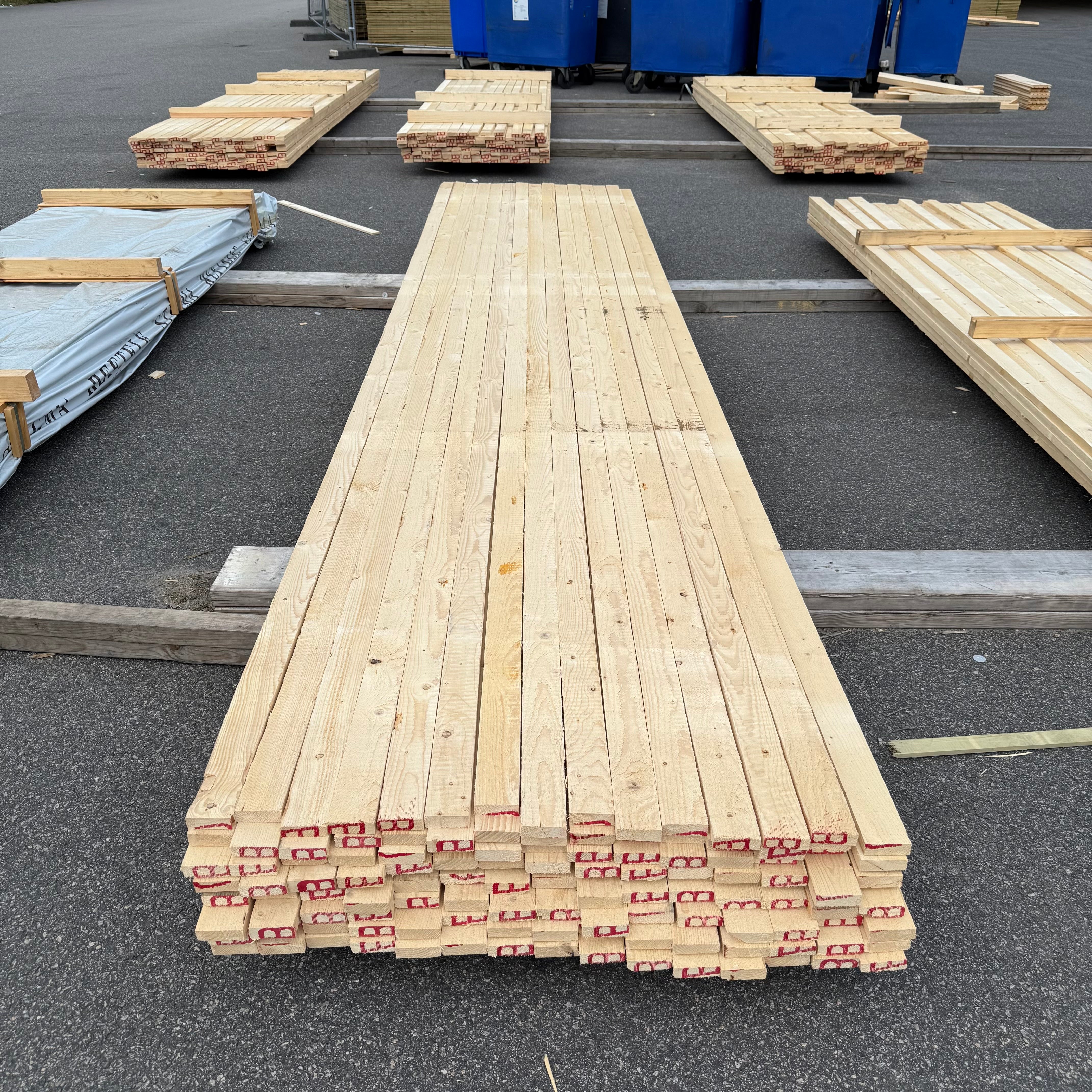 Paket Brädor 19x63mm – 119 st (4,50 m, gran, ohyvlad/råsågad)