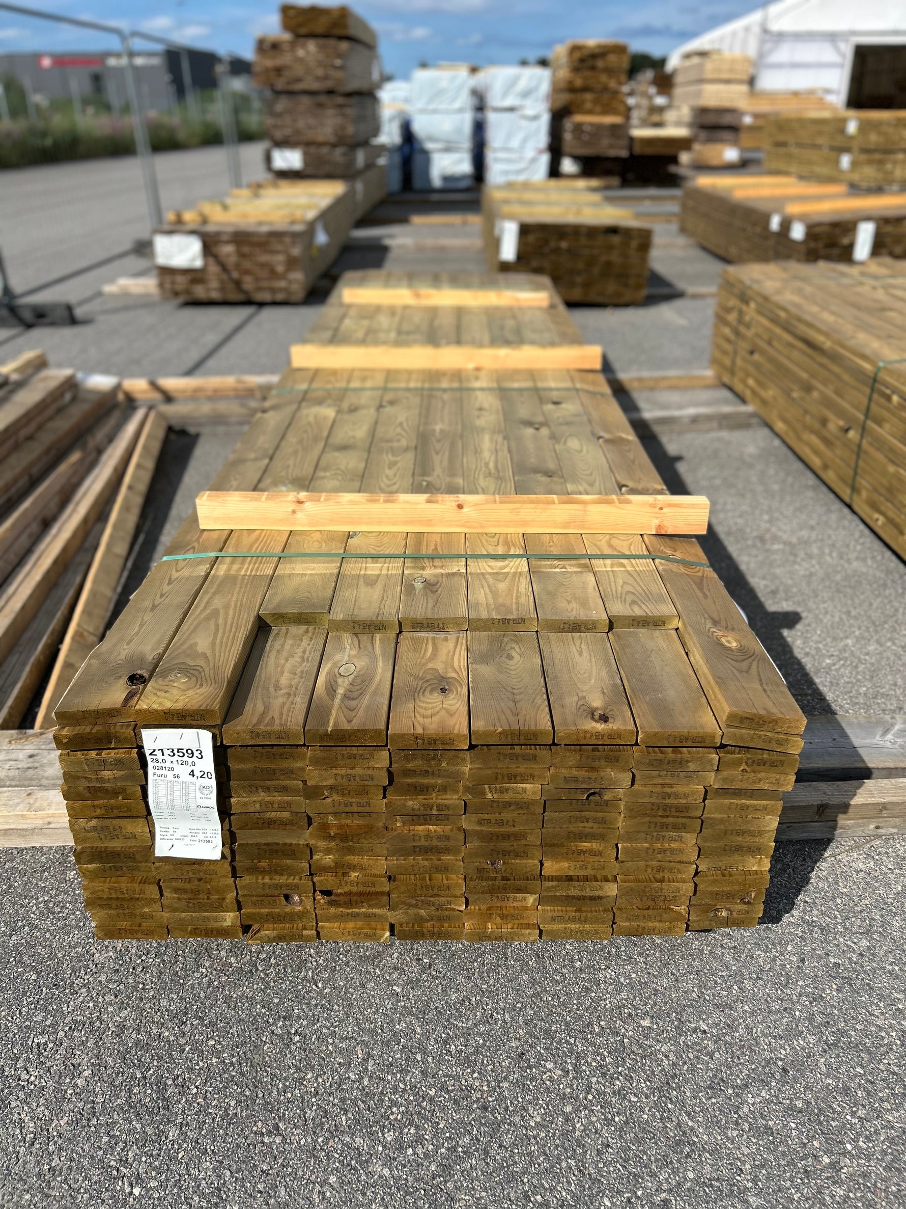 Paket Tryckimpregnerad Trall 28x120mm 3,90–4,20m 135st B-Sortering