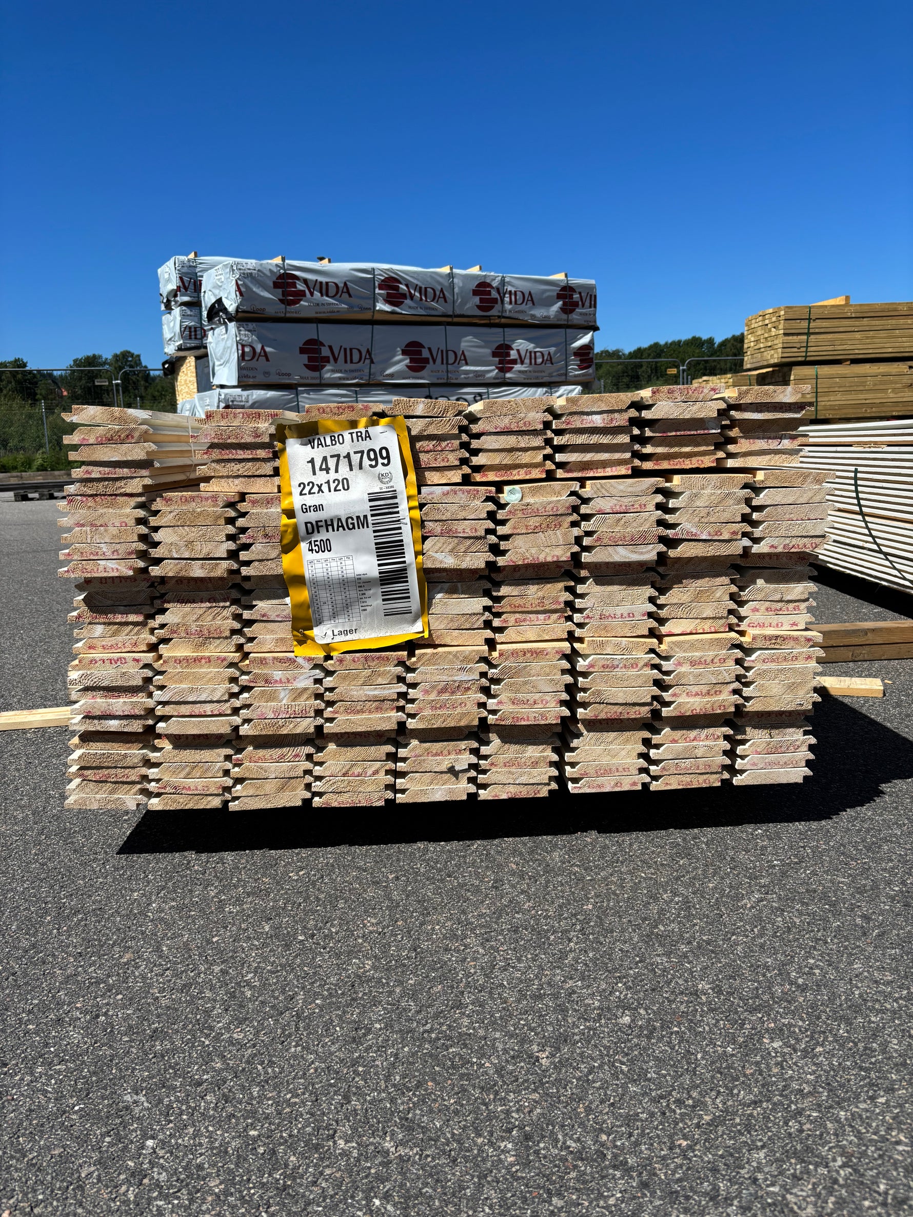 Paket Ytterpanel Dubbelfas 22x120mm, 220st 4.50m Grundmålad