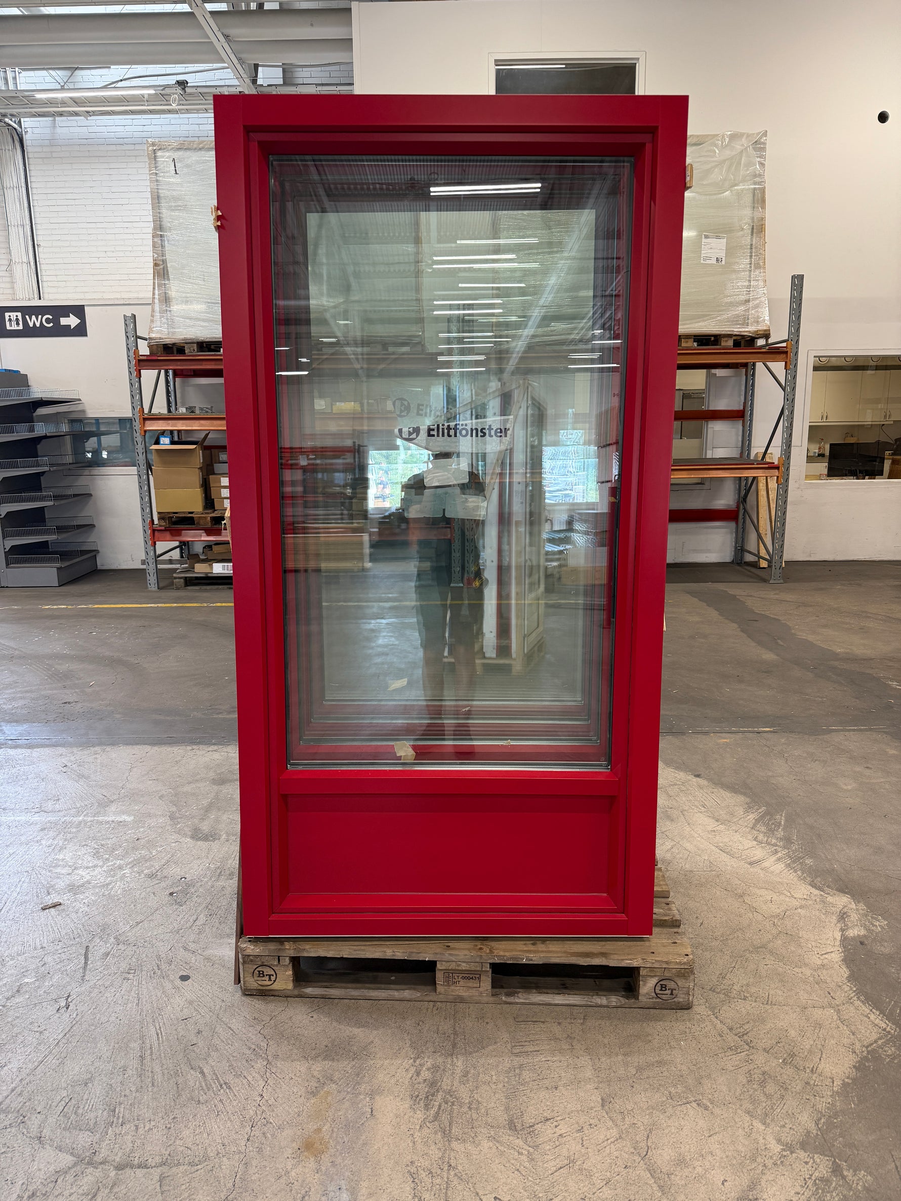 Altandörrar- Inåtgående, Trä/Aluminium – 1080 × 2080 mm- Röd