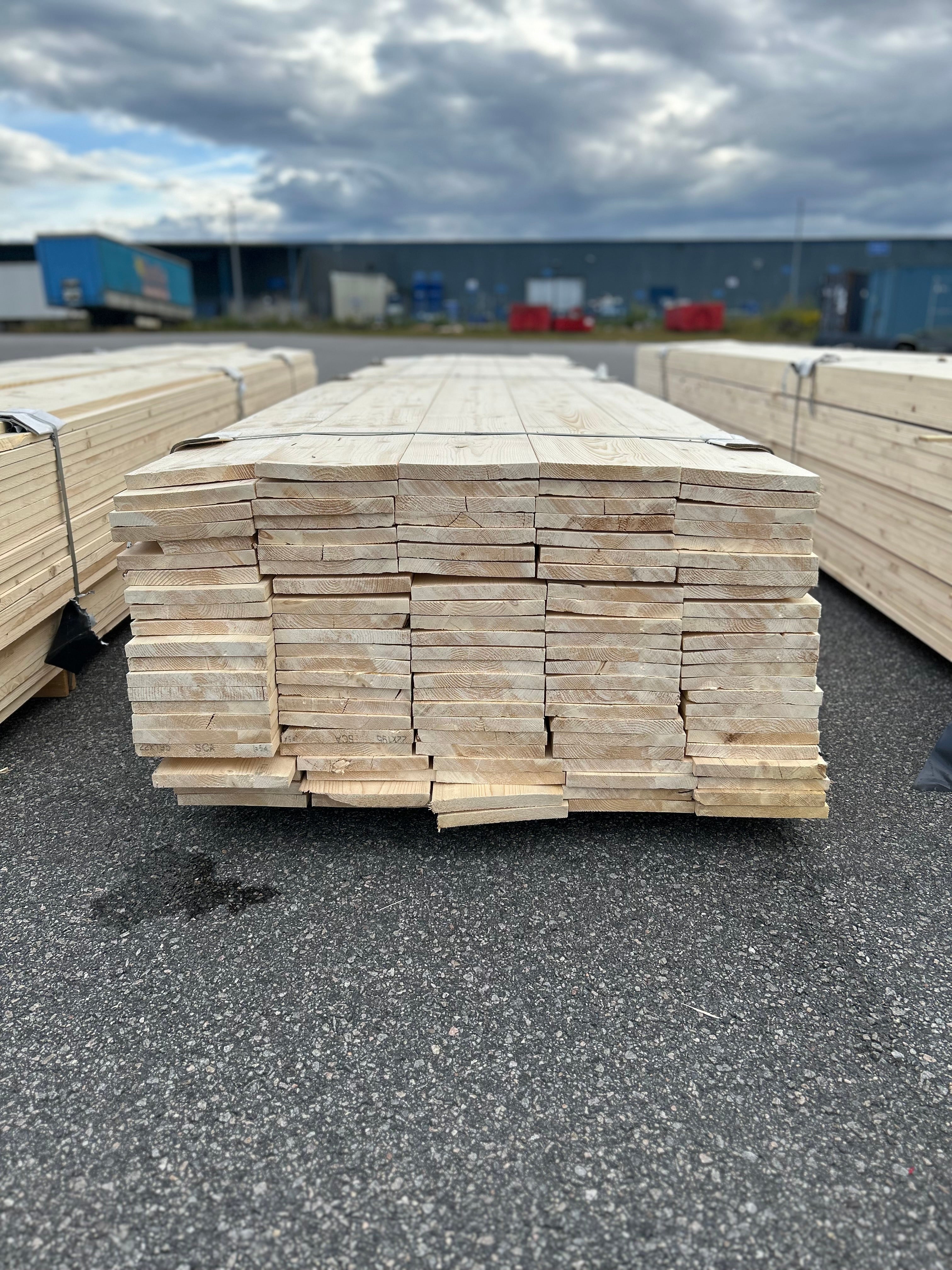 Paket Finsågad Panel 22x195mm 112st 4.20–5.40m – Andra sortering