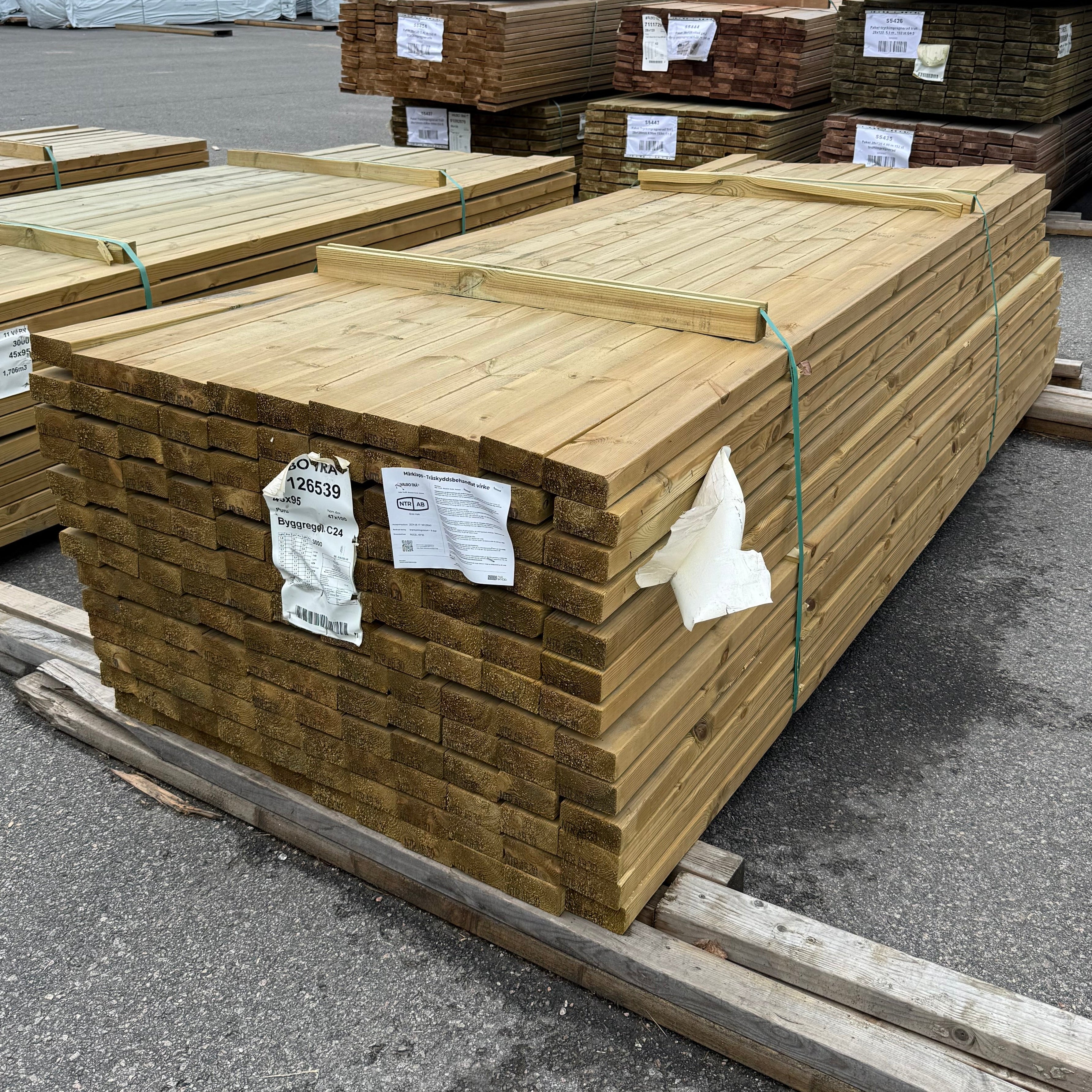 Paket Tryckimpregnerade Reglar 45x95mm 3.0m 143st